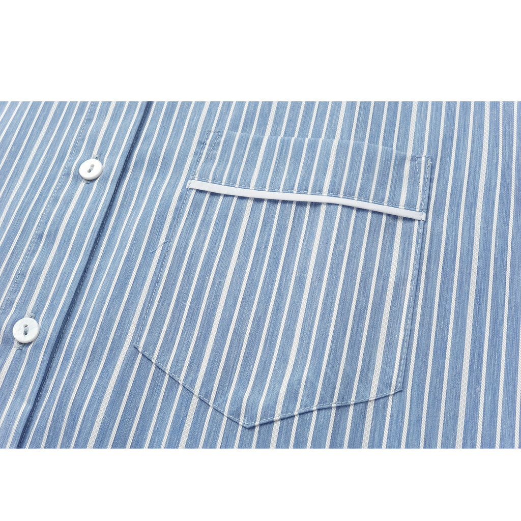 Sky Blue & White Striped Shirt