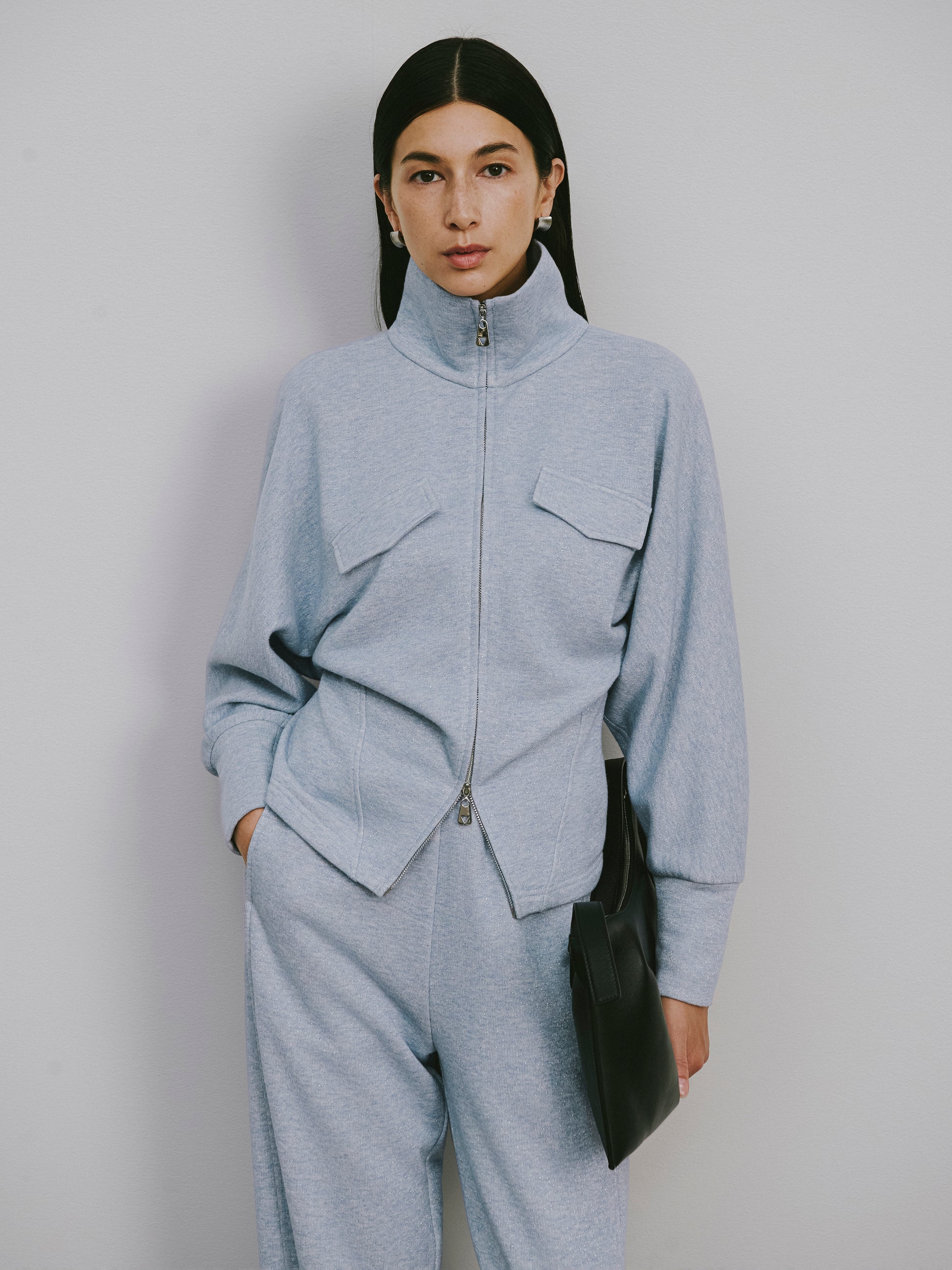 High-Neck Two-Way Zip Athletic Jacket