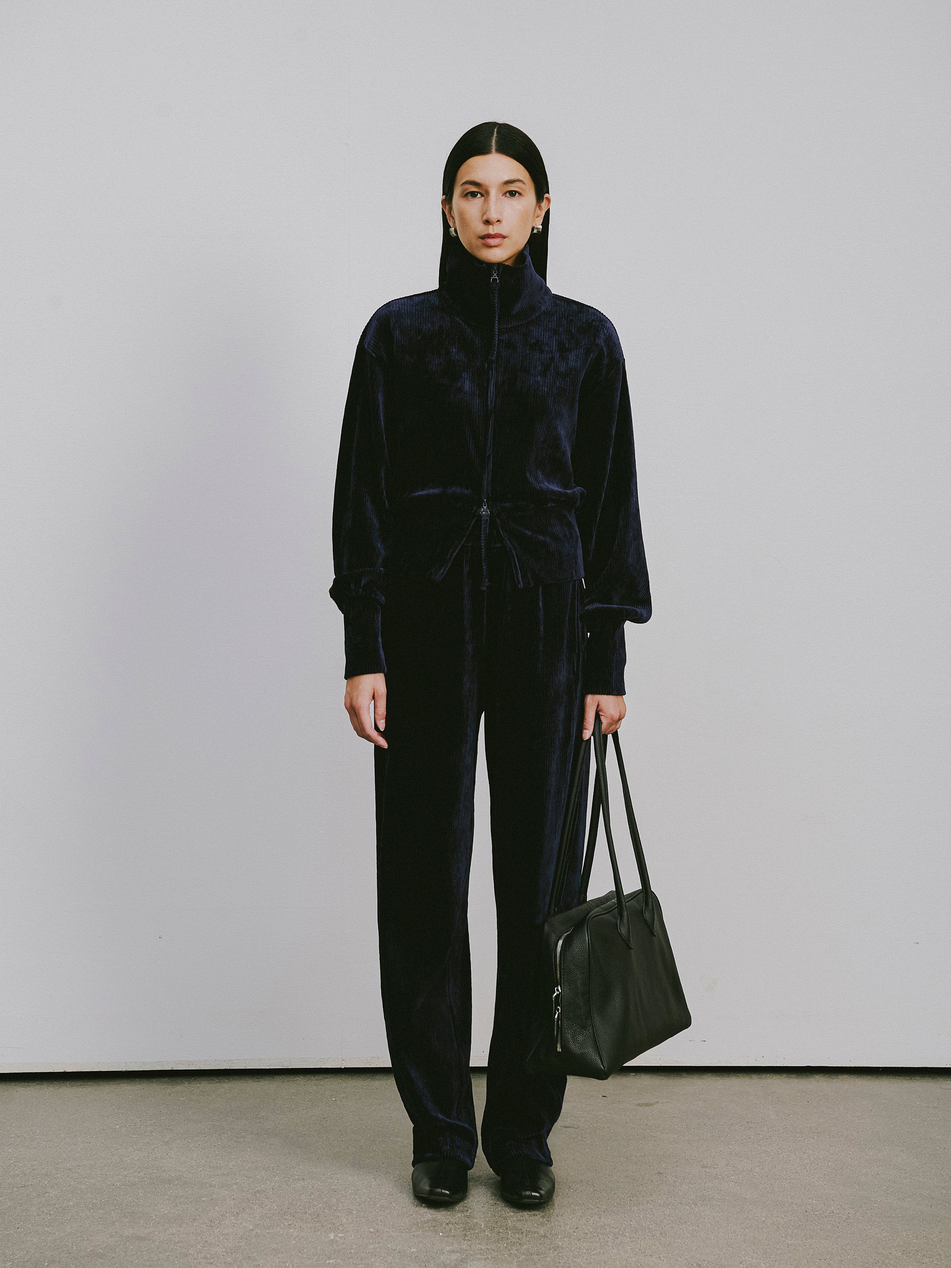 Curved Hem Corduroy Sweatpants