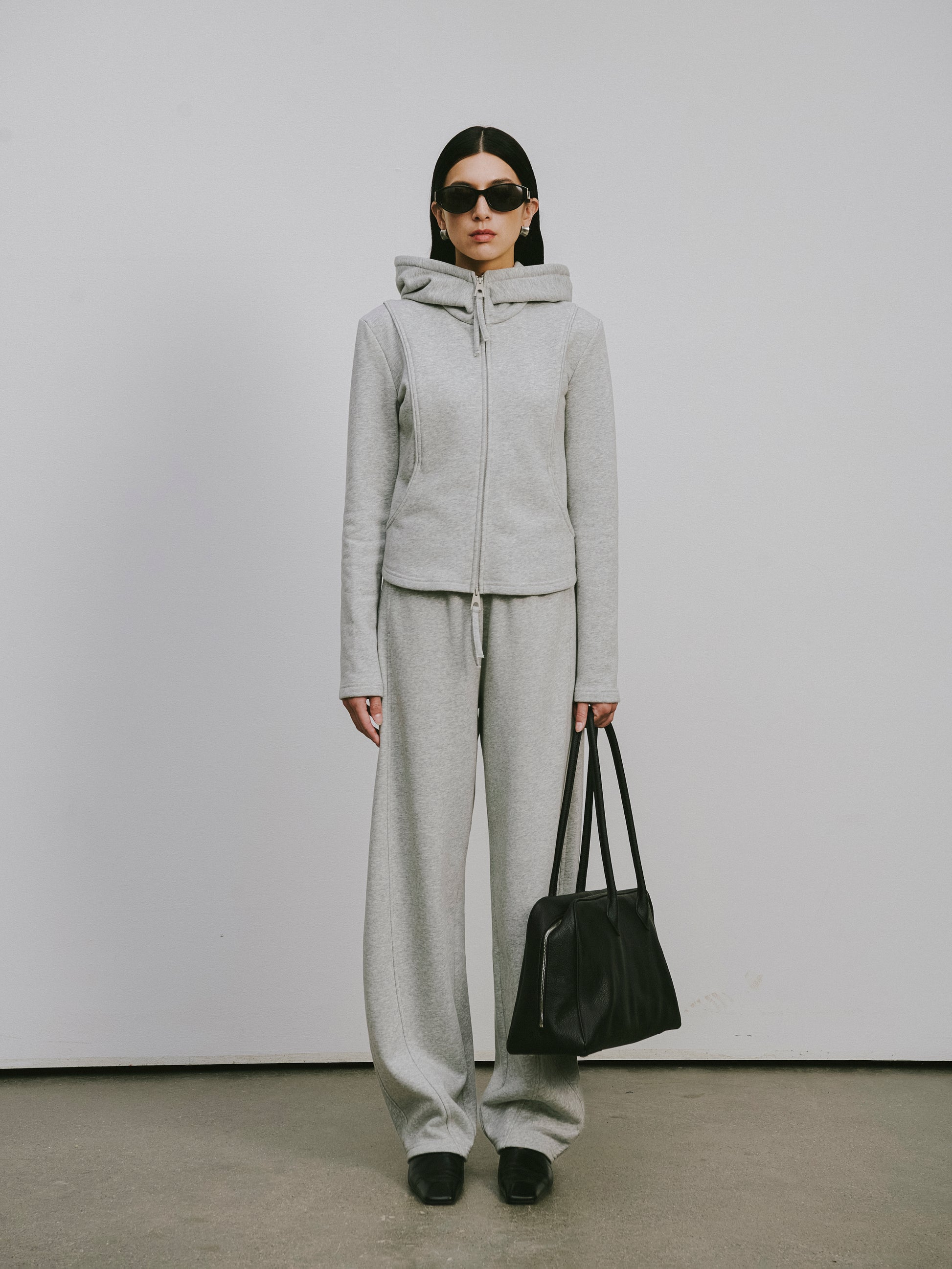 Zip-Front Hooded Sweatshirt Jacket