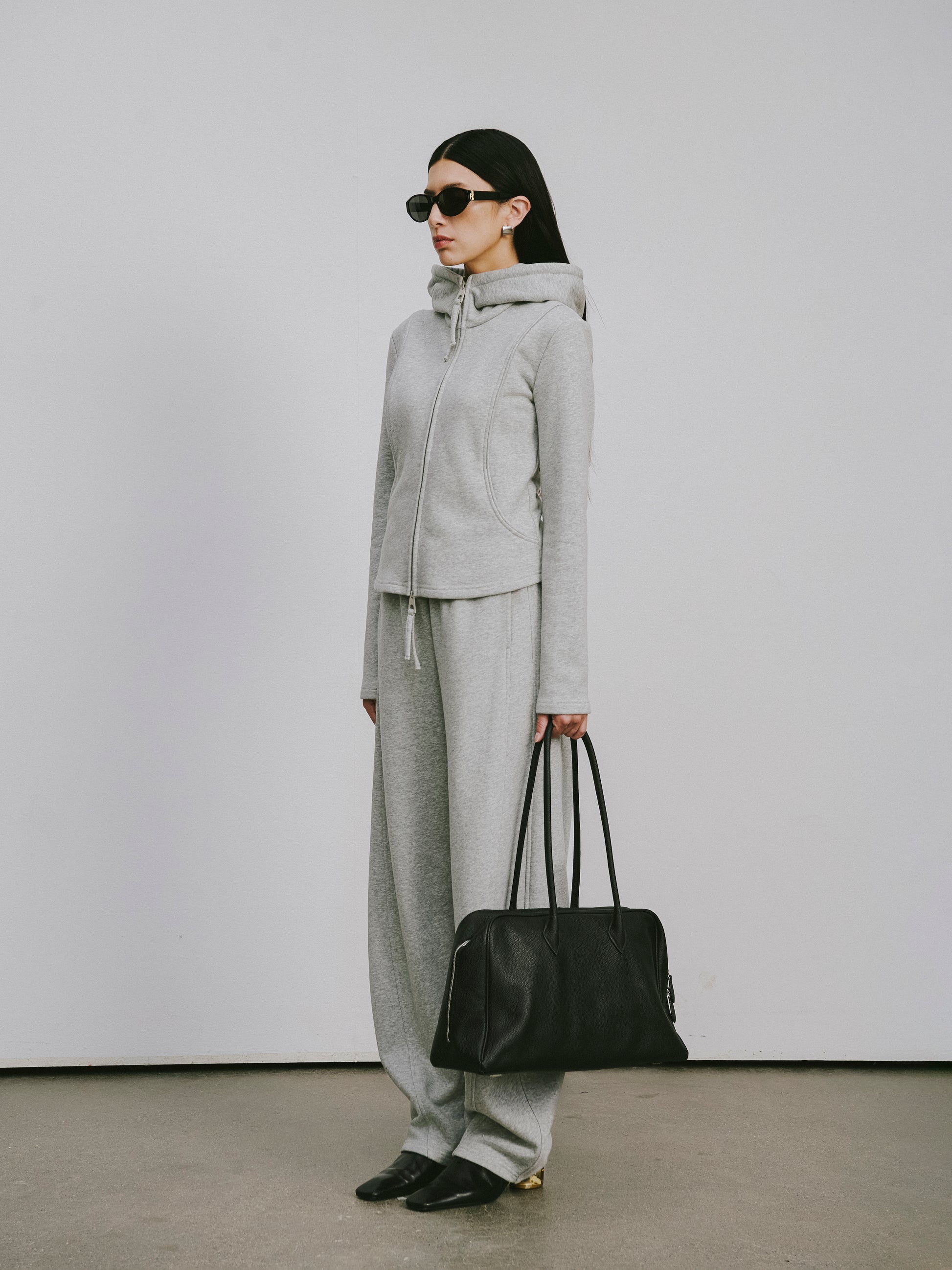 Zip-Front Hooded Sweatshirt Jacket