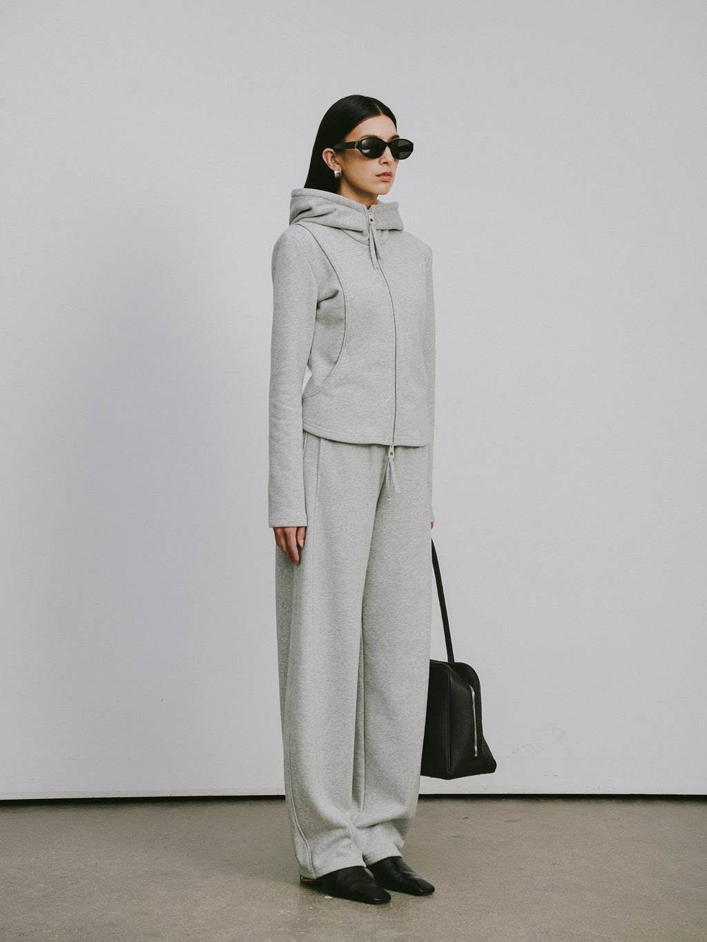 Curved Hem Athletic Sweatpants