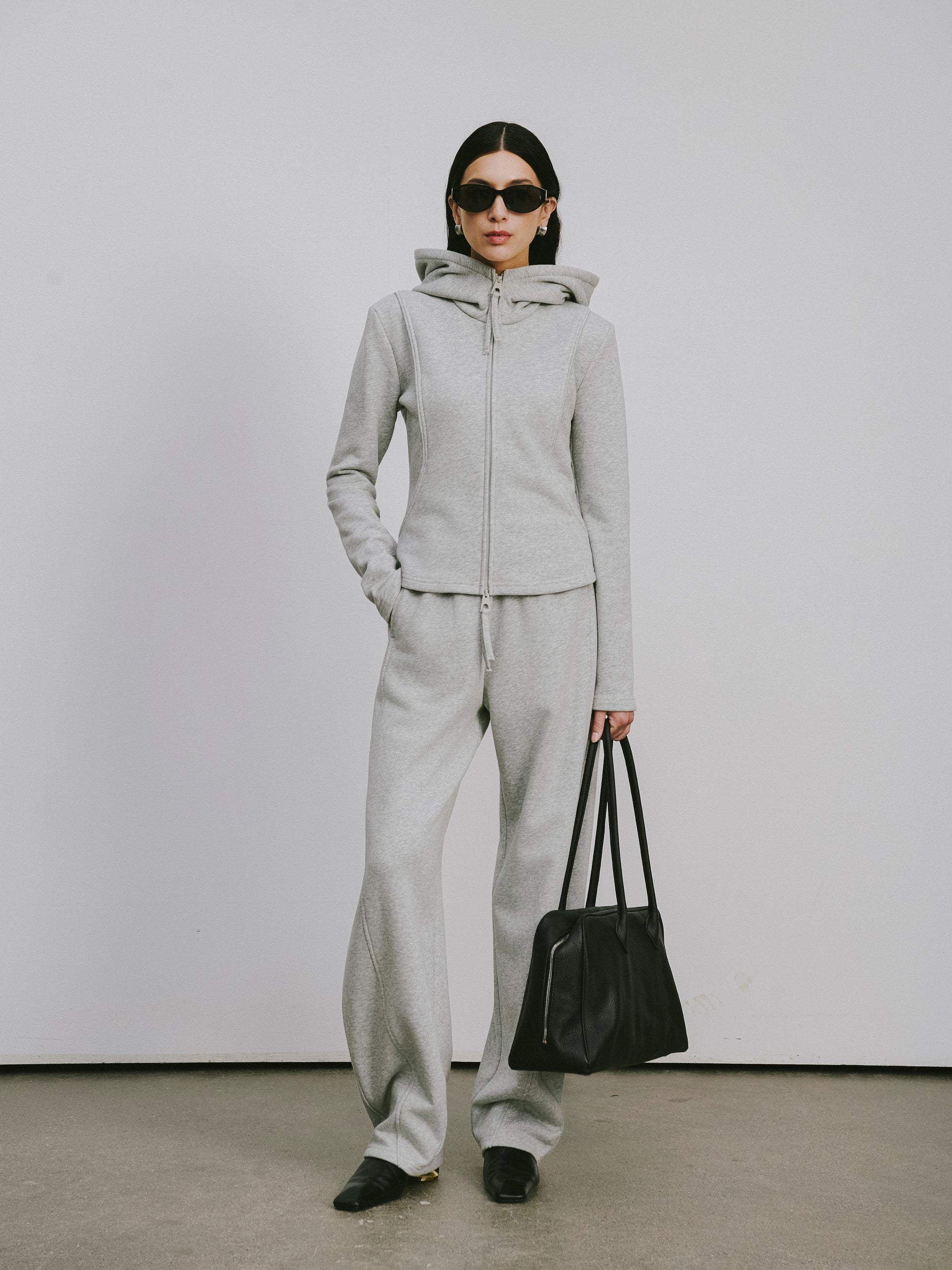 Curved Hem Athletic Sweatpants