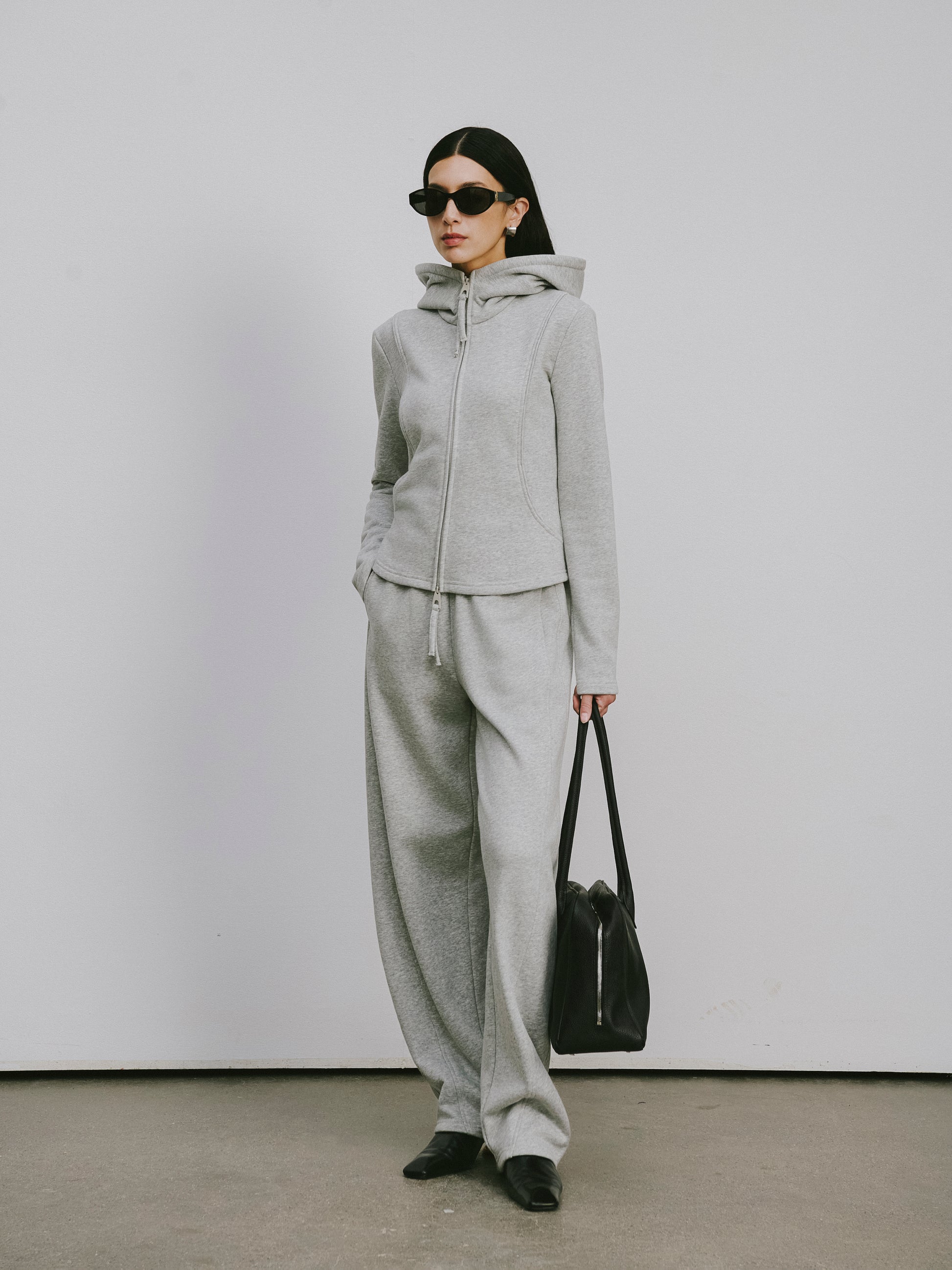 Zip-Front Hooded Sweatshirt Jacket