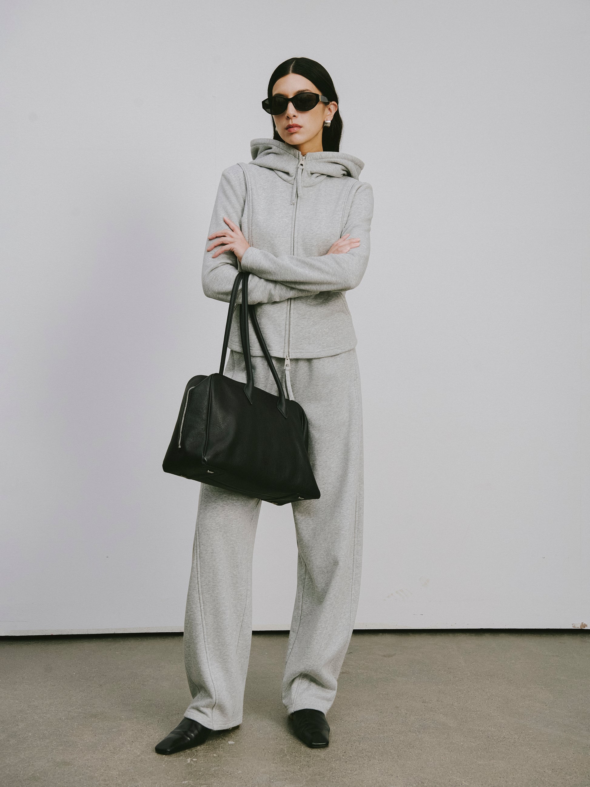 Zip-Front Hooded Sweatshirt Jacket