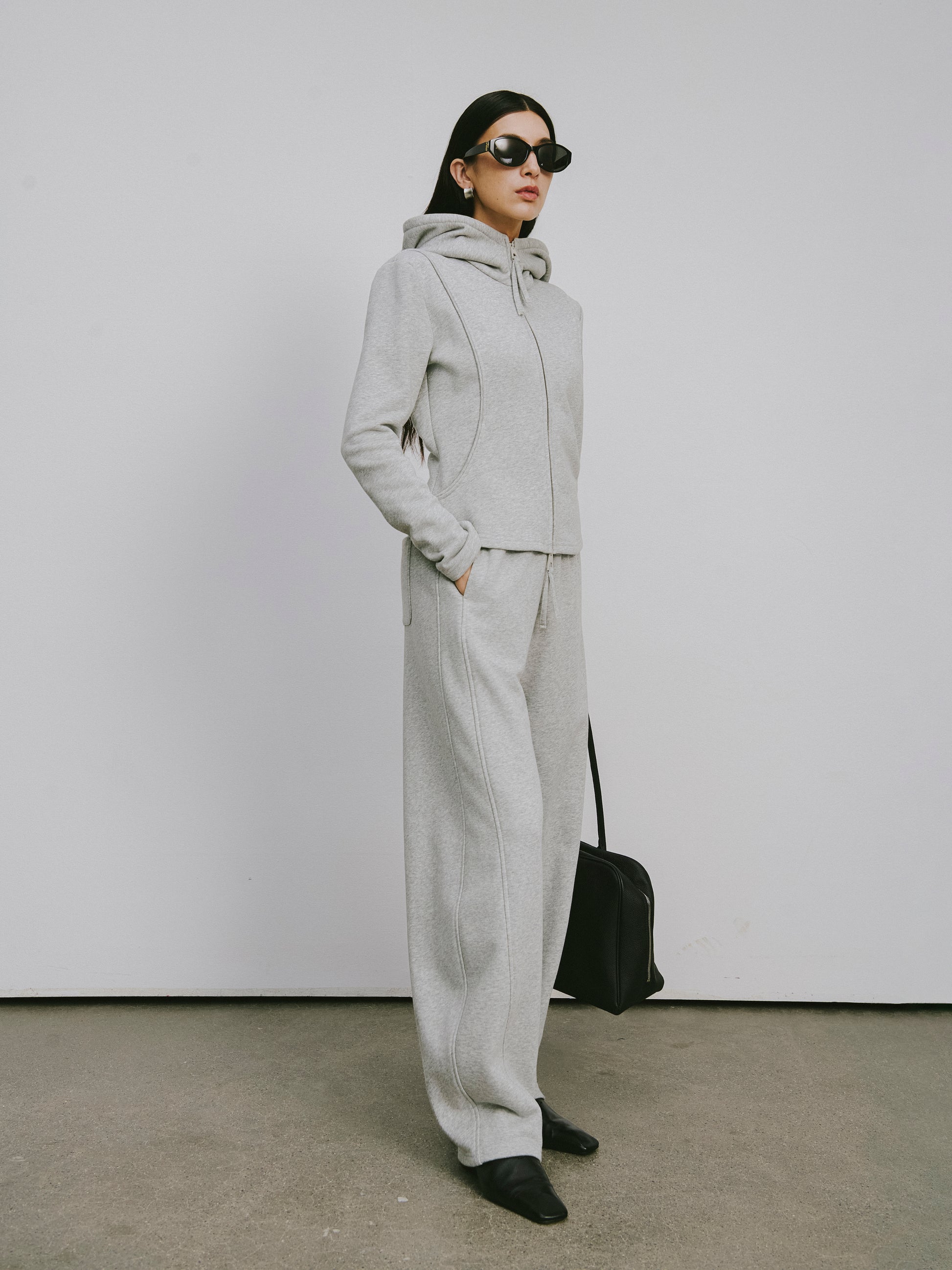 Zip-Front Hooded Sweatshirt Jacket