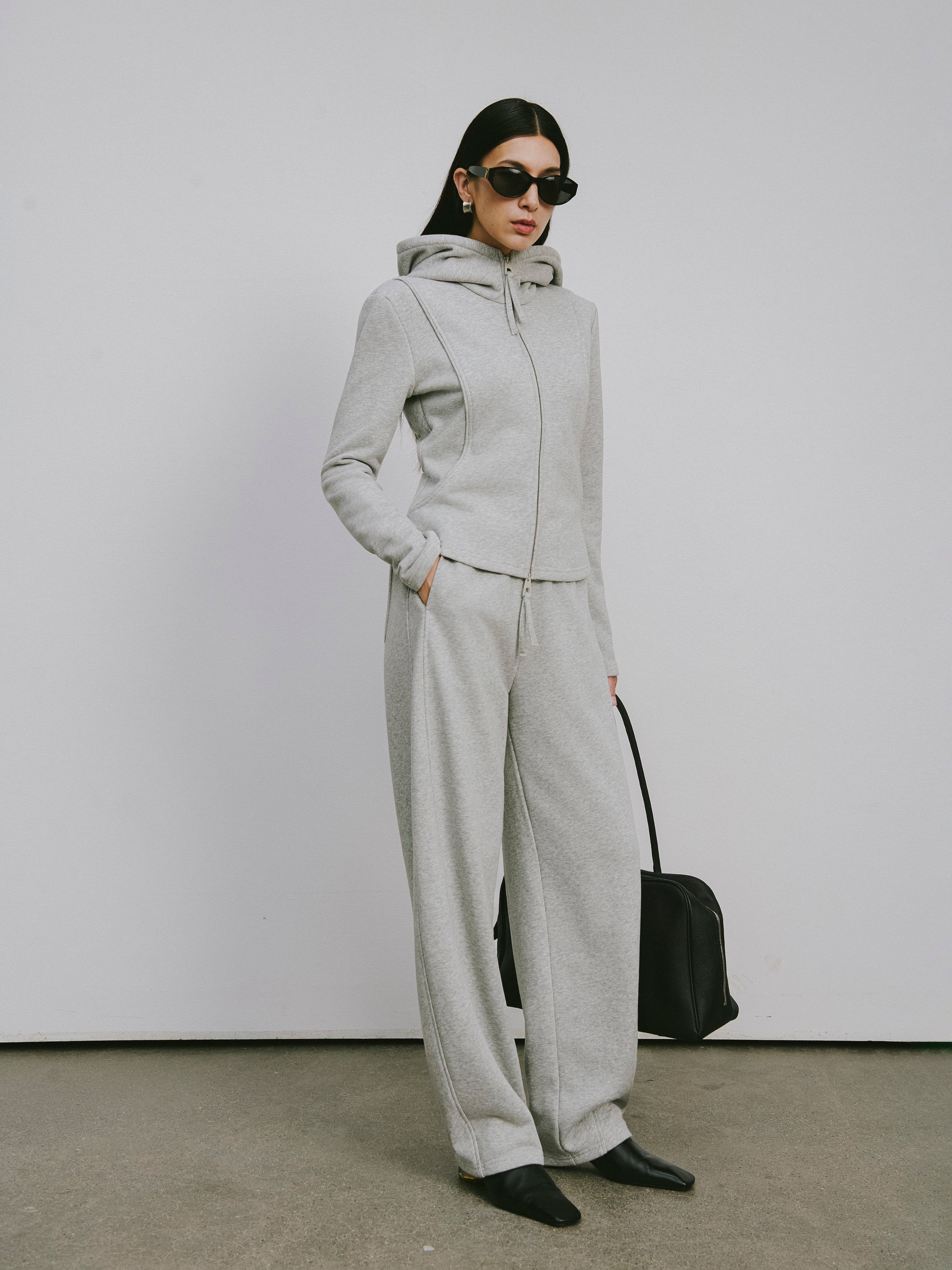 Zip-Front Hooded Sweatshirt Jacket