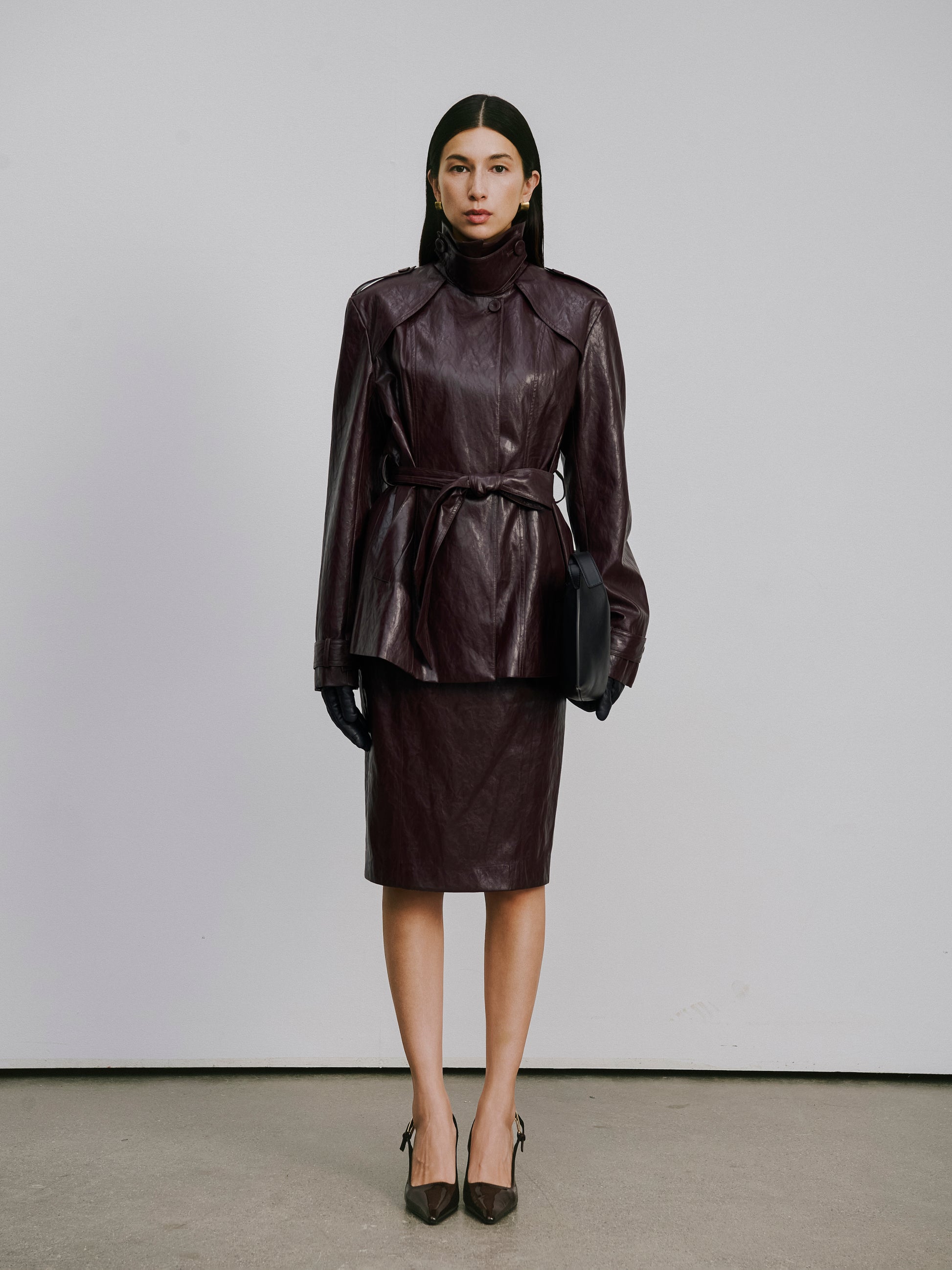 Knee-Length Pencil Skirt (Faux Leather)