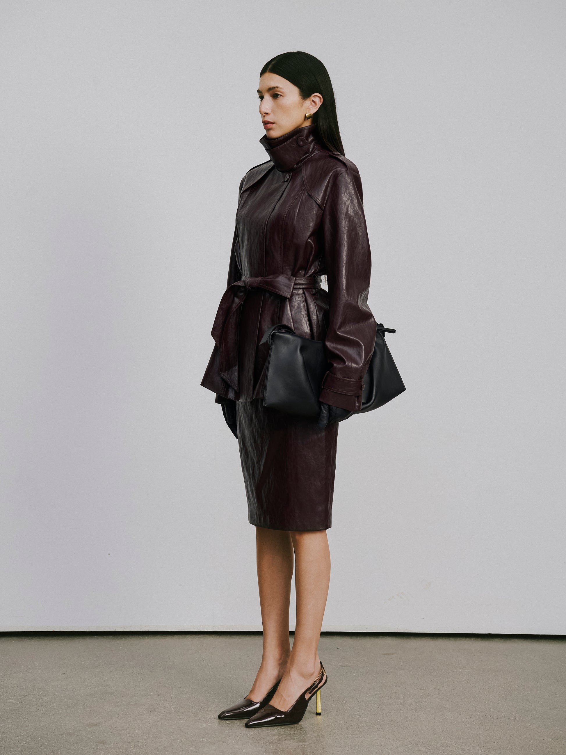 Knee-Length Pencil Skirt (Faux Leather)