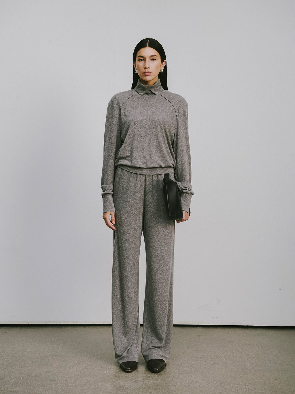 Square Neck Lyocell-Wool Knit Top