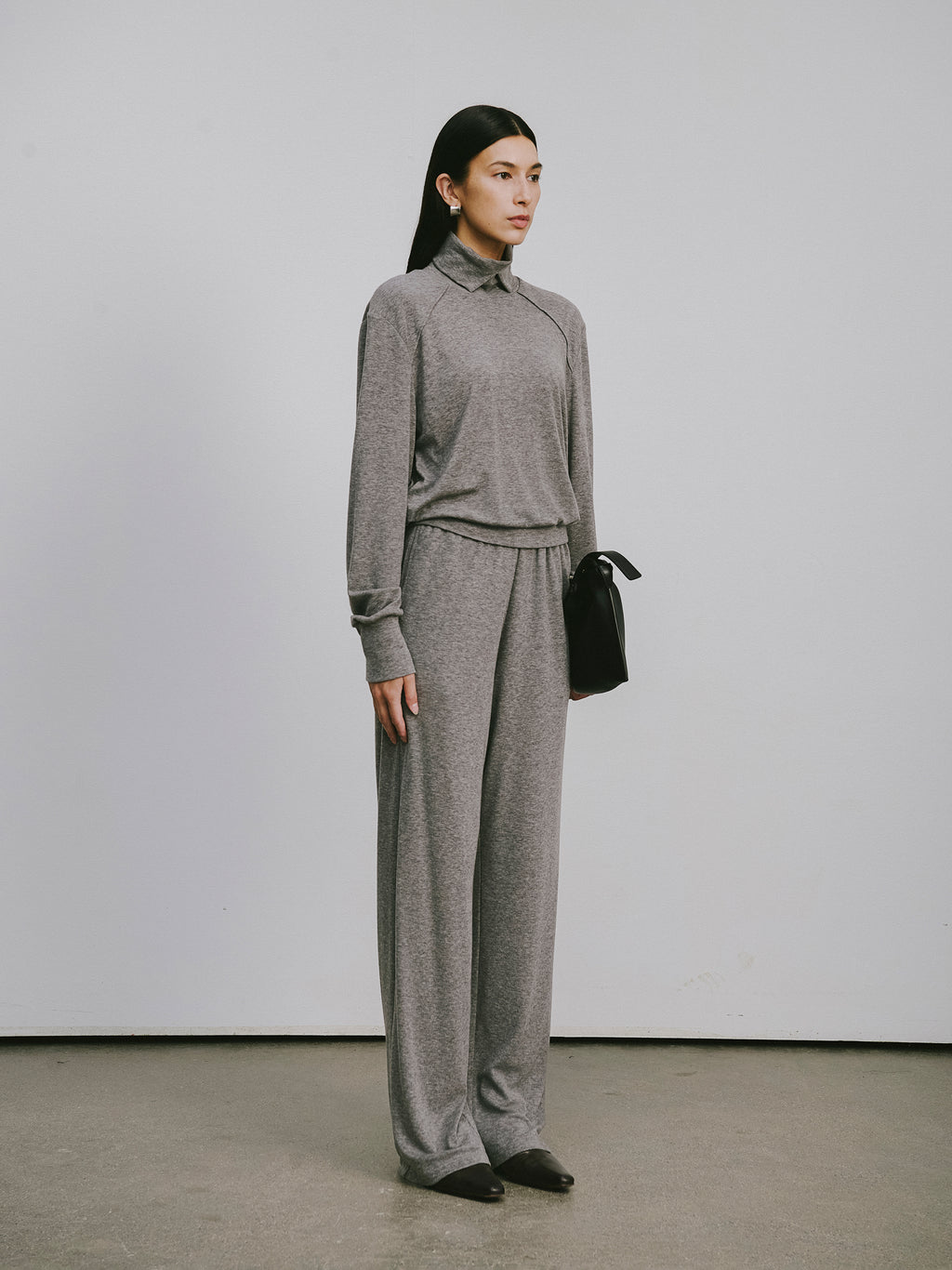 Square Neck Lyocell-Wool Knit Top