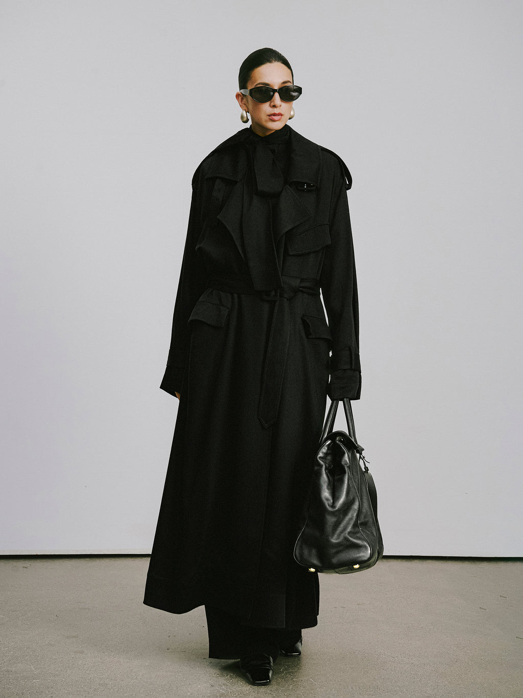 Dropped-Shoulder Oversized Trench Coat