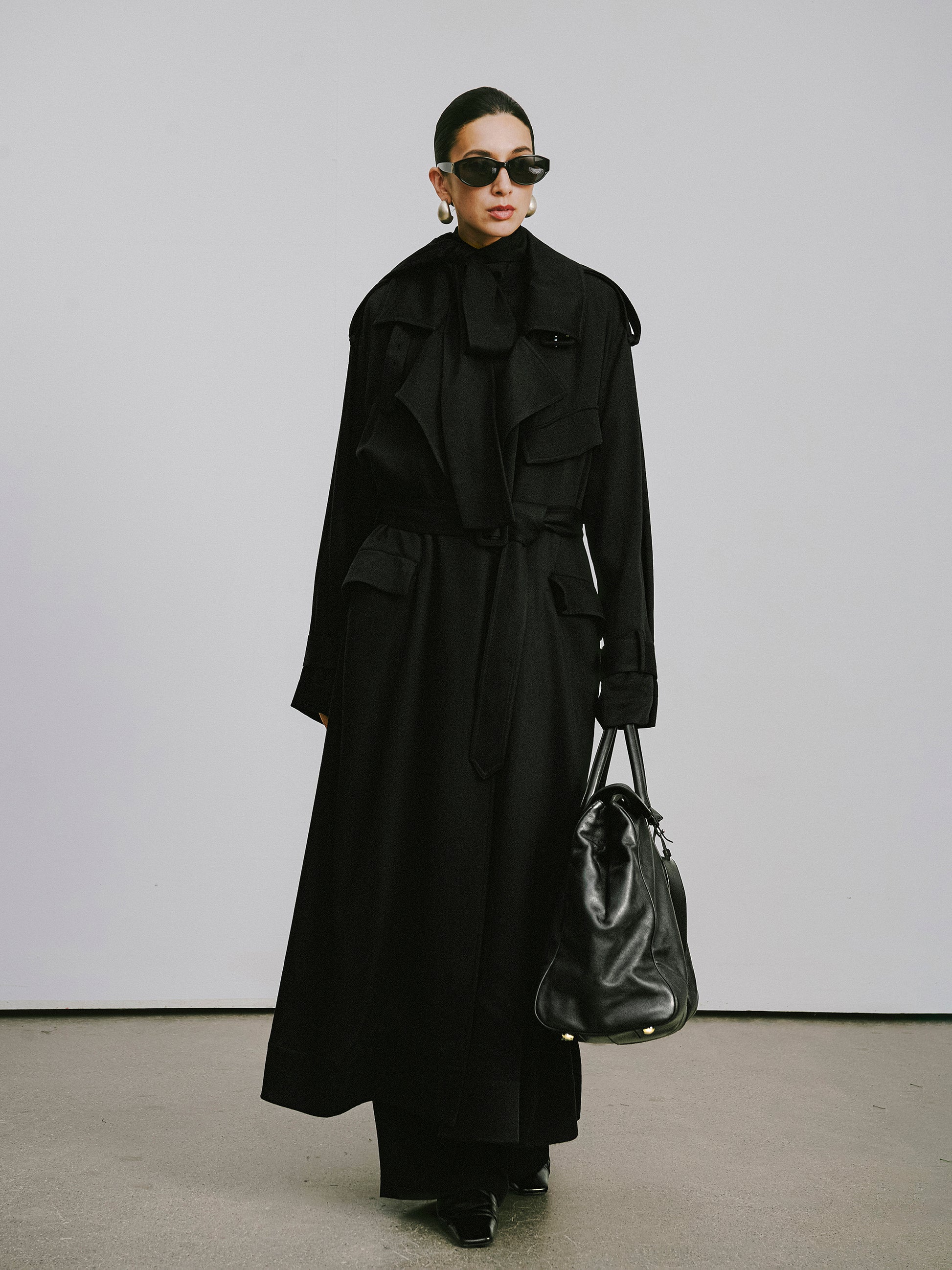 Dropped-Shoulder Oversized Trench Coat