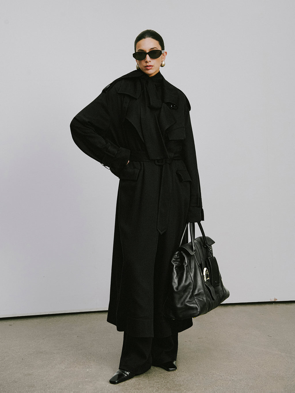 Dropped-Shoulder Oversized Trench Coat