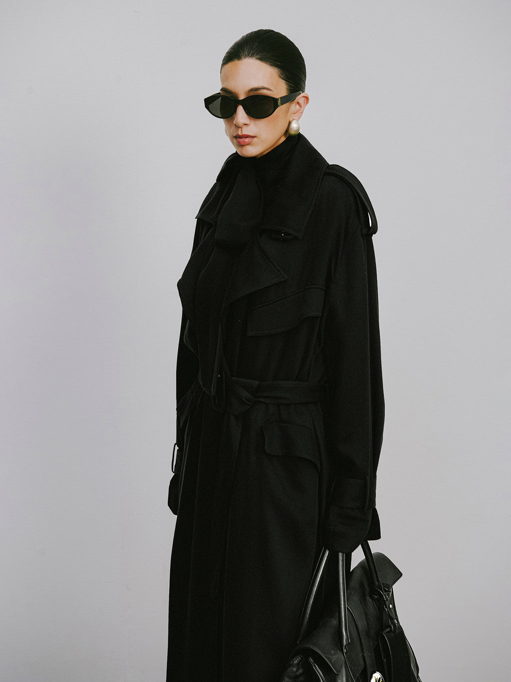 Dropped-Shoulder Oversized Trench Coat