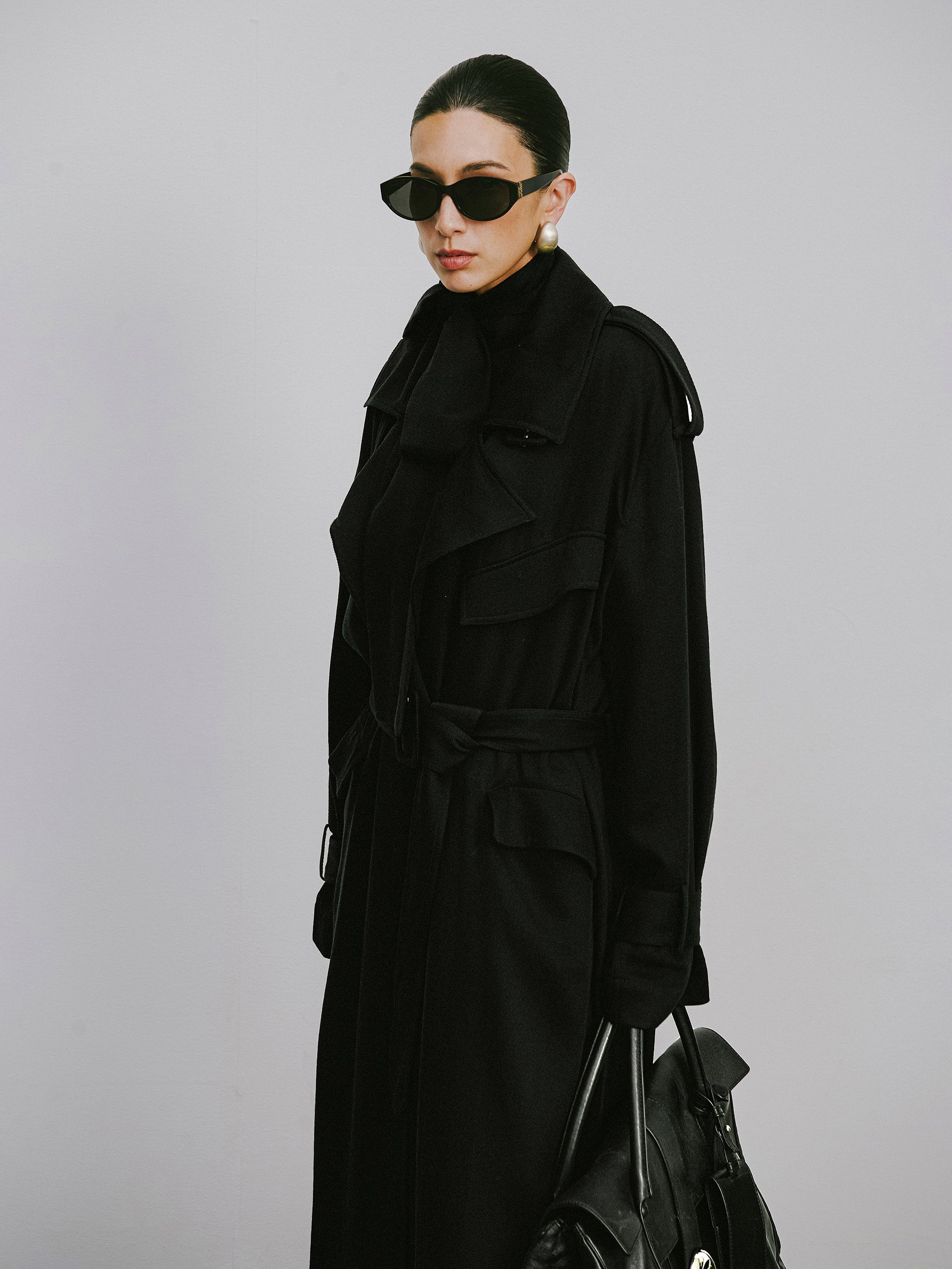 Dropped-Shoulder Oversized Trench Coat