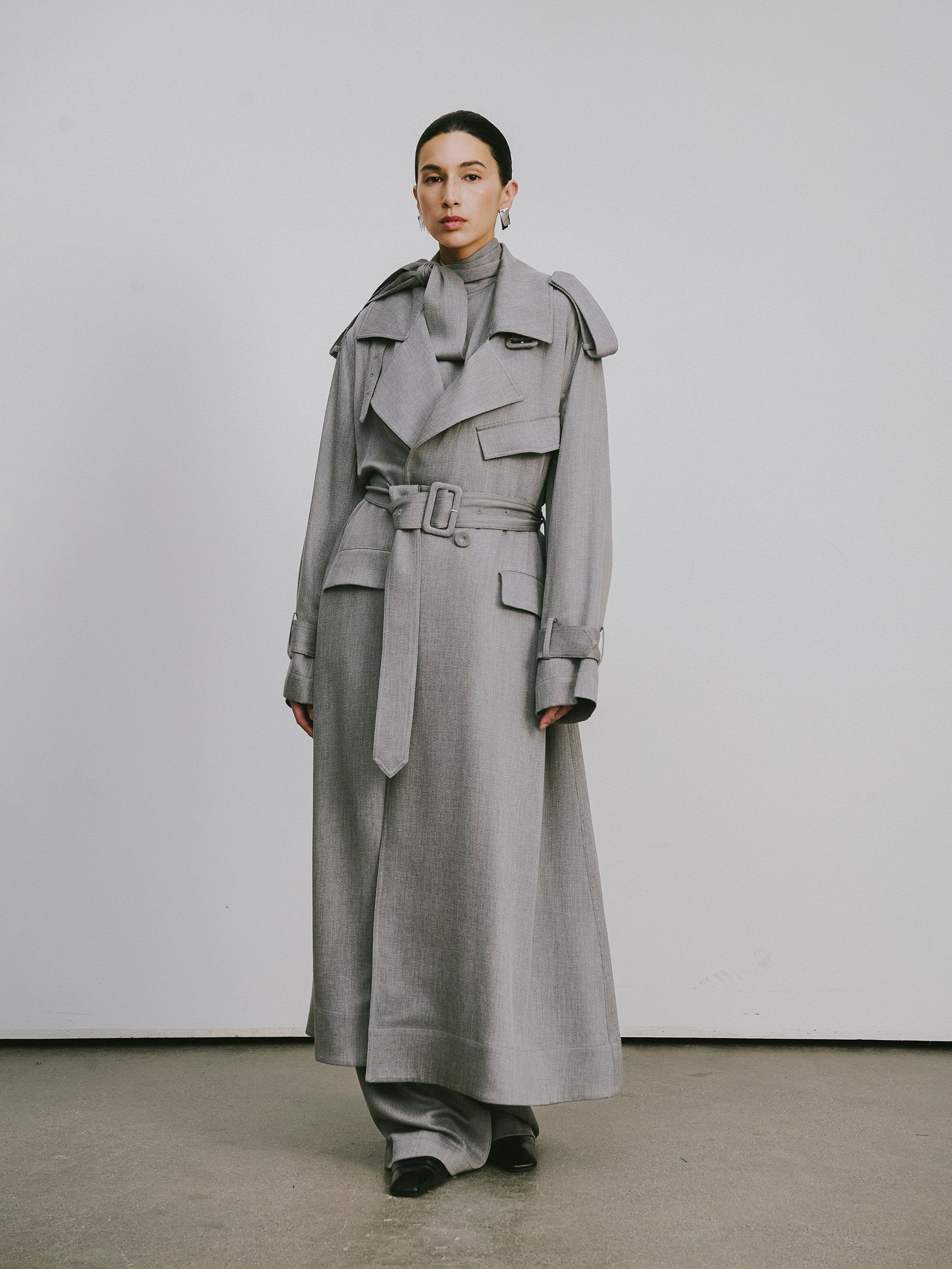Dropped-Shoulder Oversized Trench Coat