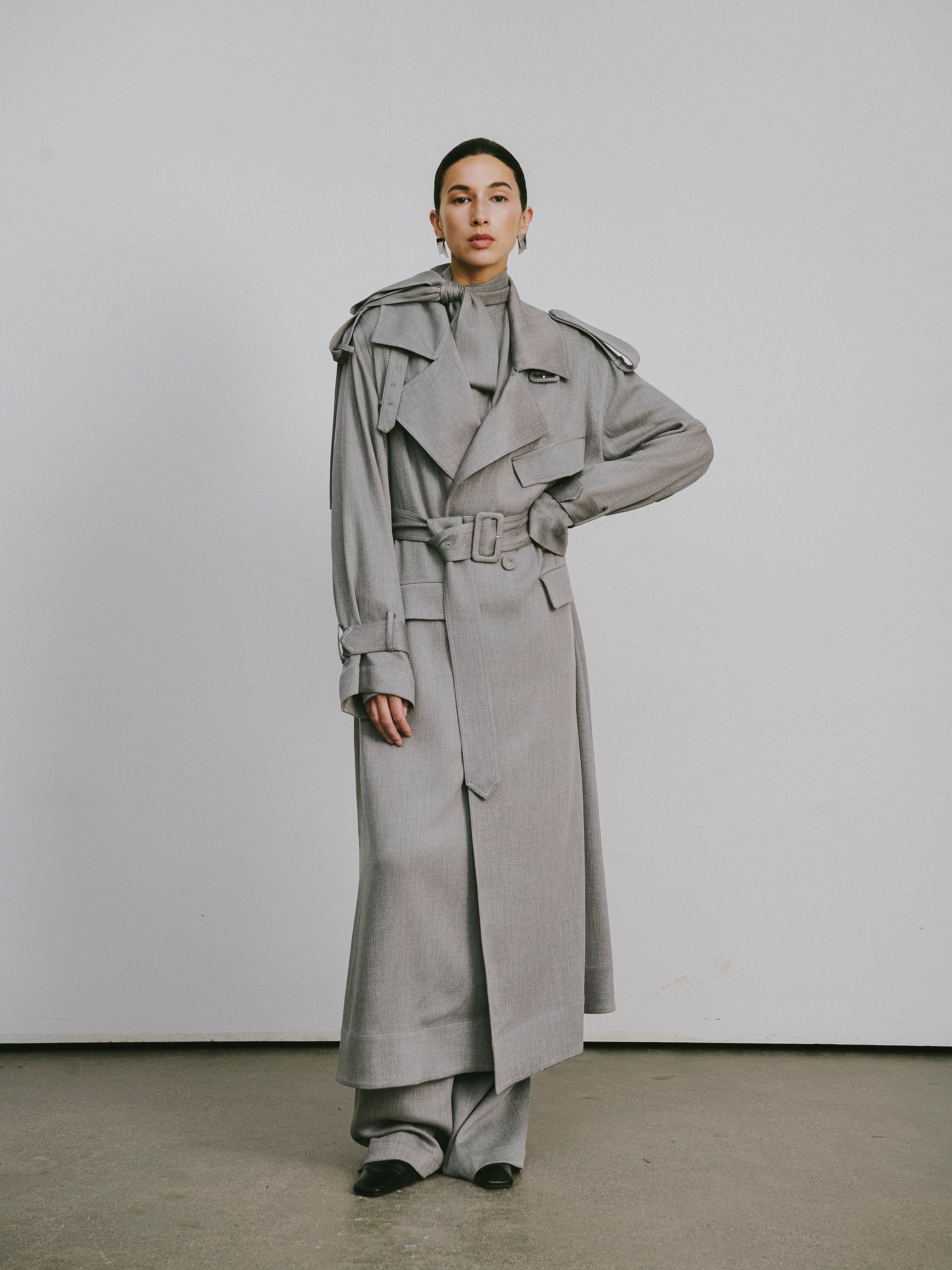 Dropped-Shoulder Oversized Trench Coat