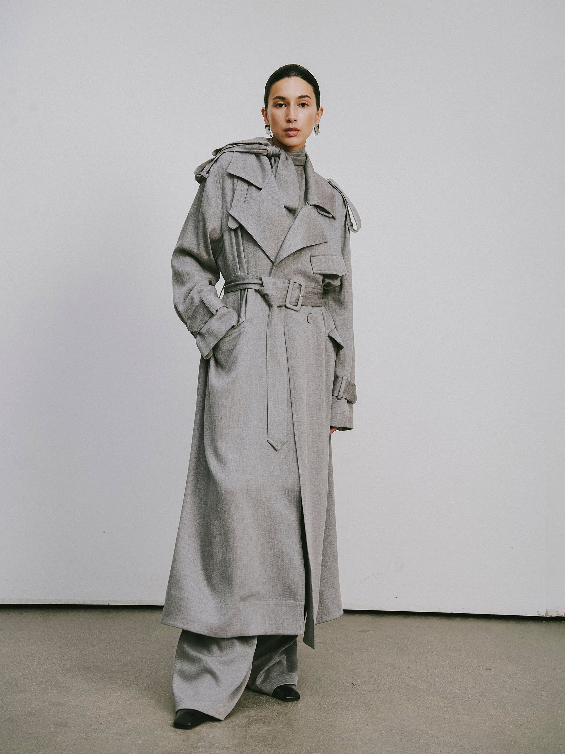 Dropped-Shoulder Oversized Trench Coat