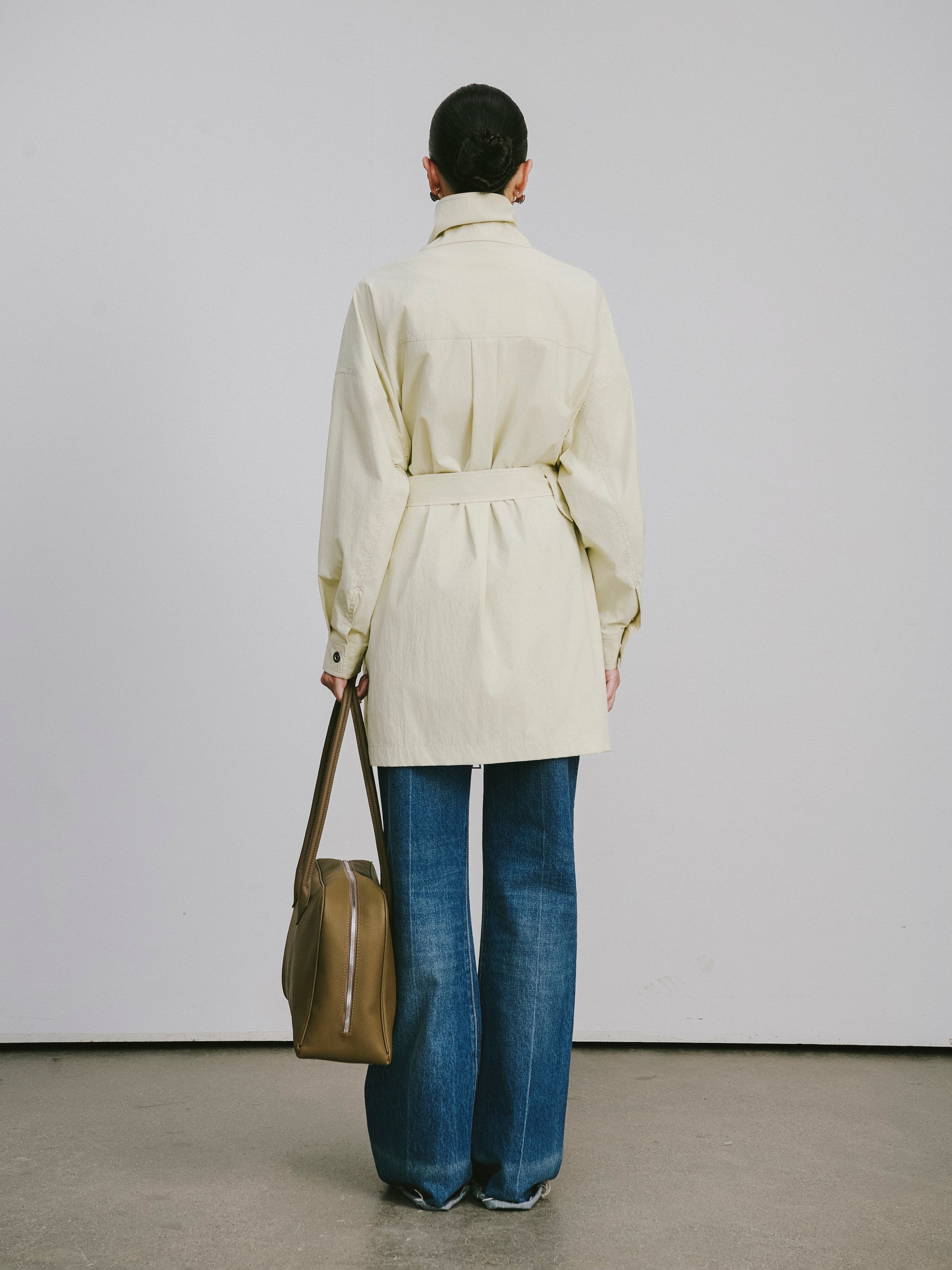 Magnetic-Closure High-Neck Trench Coat