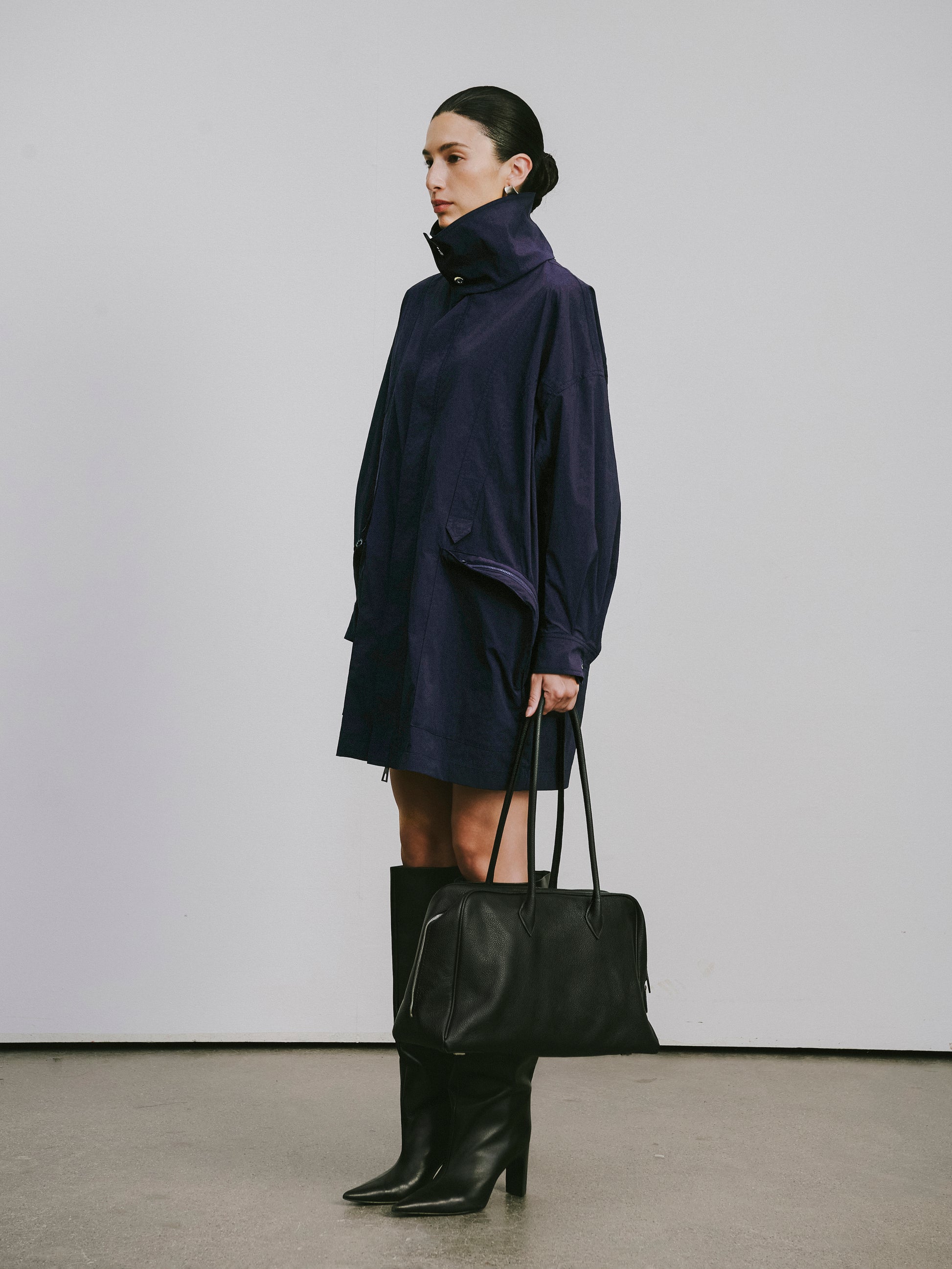 Magnetic-Closure High-Neck Trench Coat