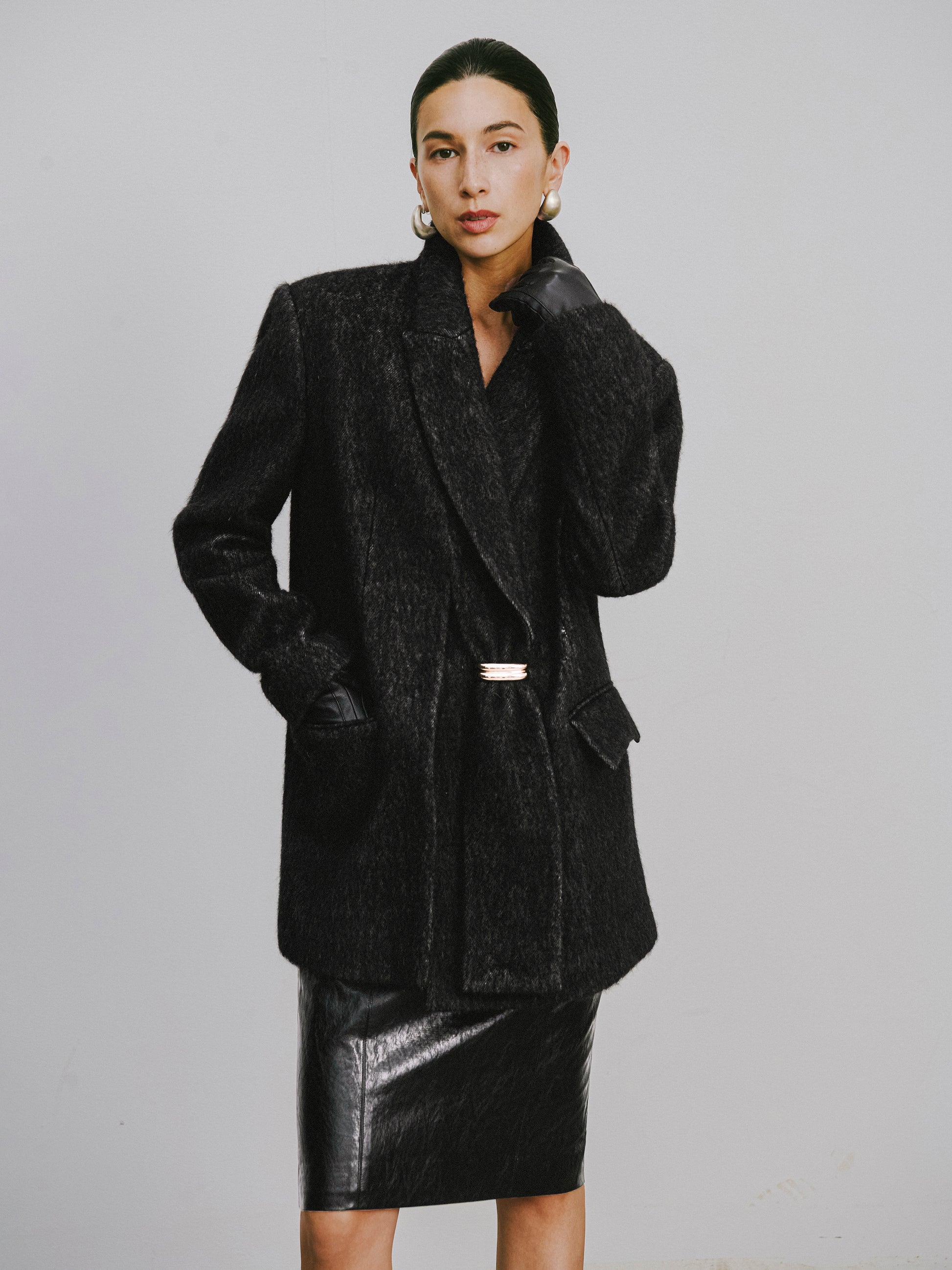 Wool-Blend Trench Coat with Alpaca Accent