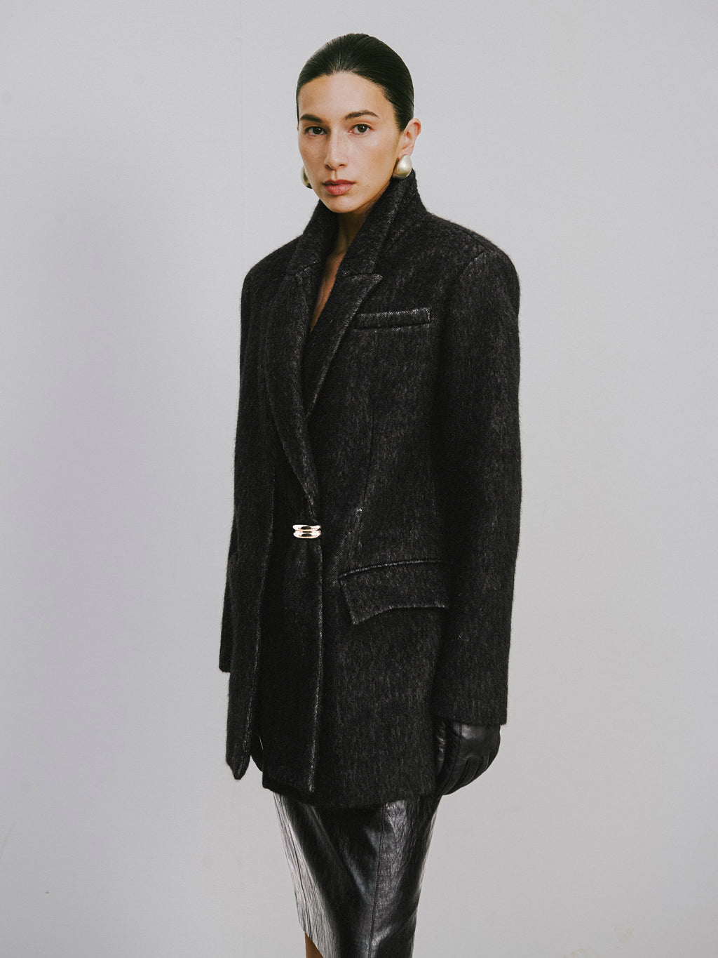 Wool-Blend Trench Coat with Alpaca Accent