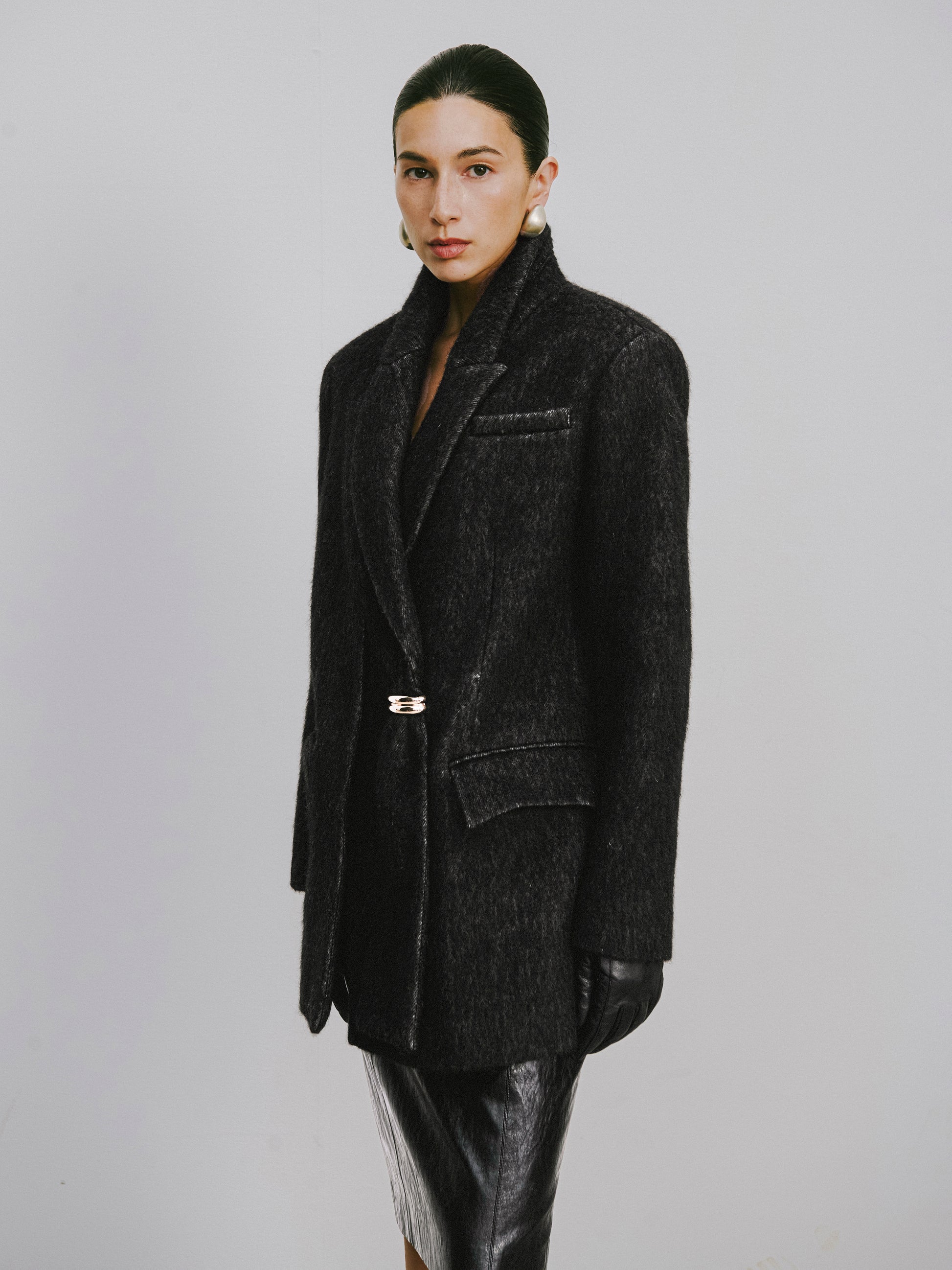 Wool-Blend Trench Coat with Alpaca Accent