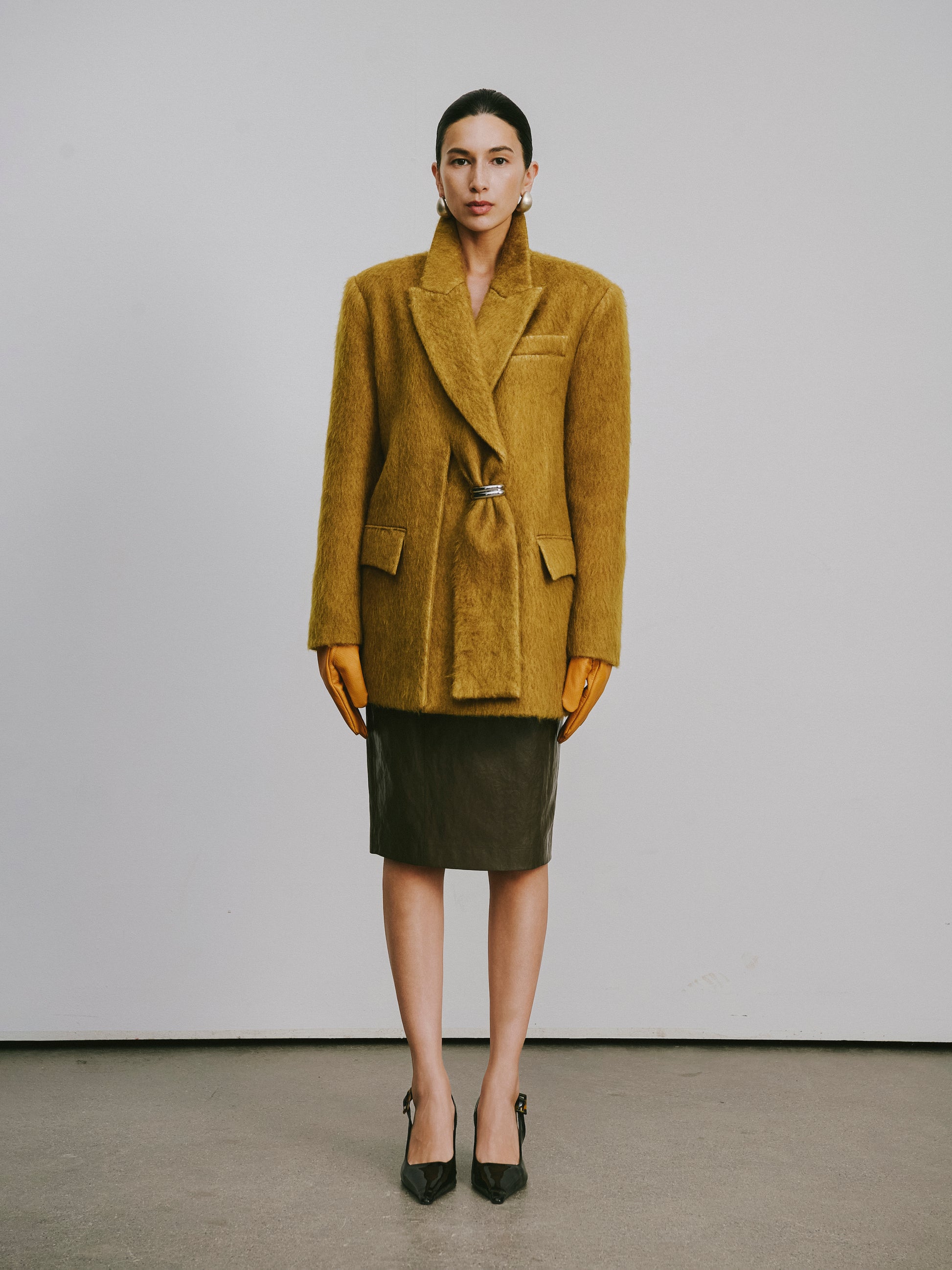 Wool-Blend Trench Coat with Alpaca Accent