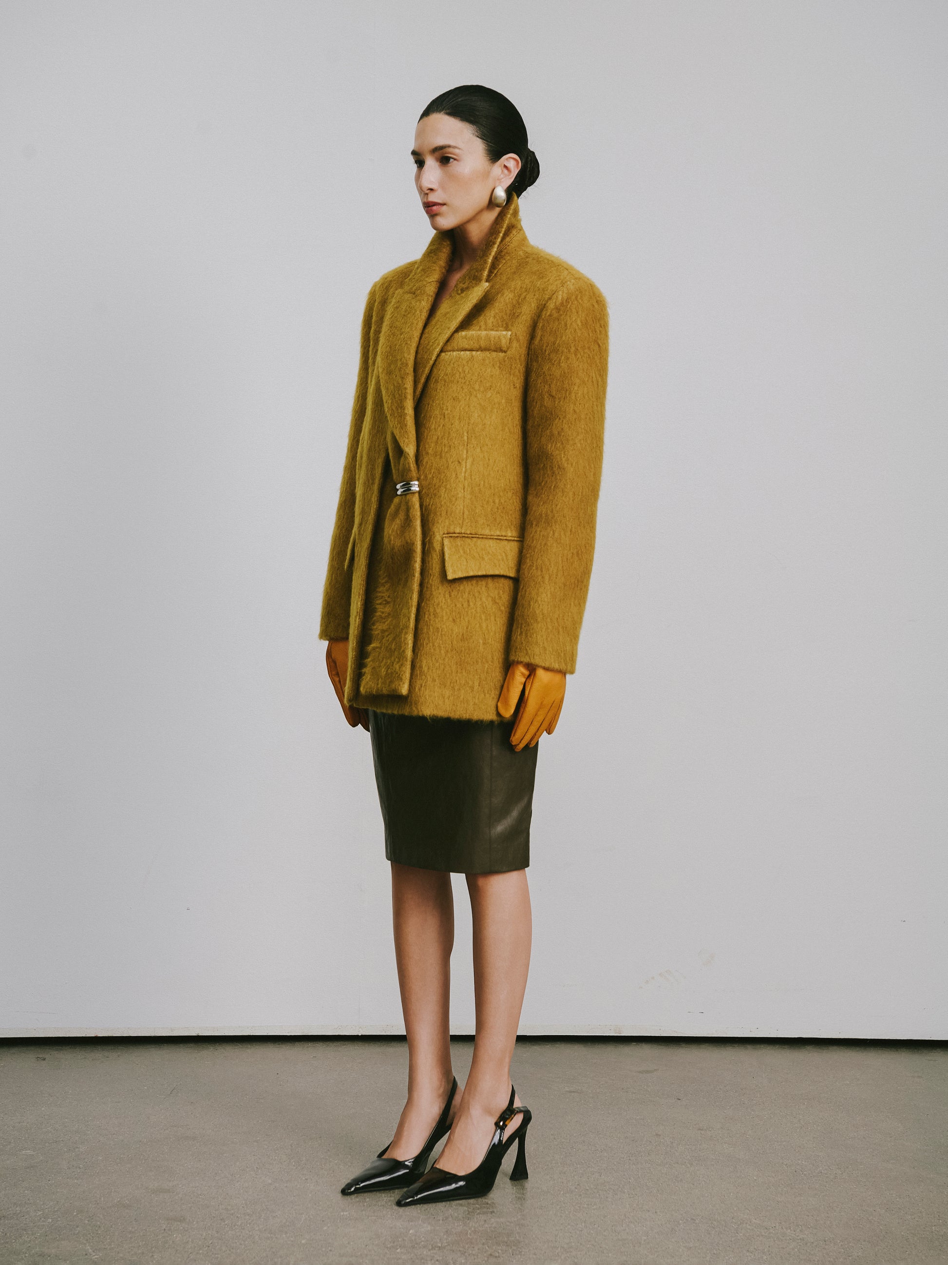 Wool-Blend Trench Coat with Alpaca Accent