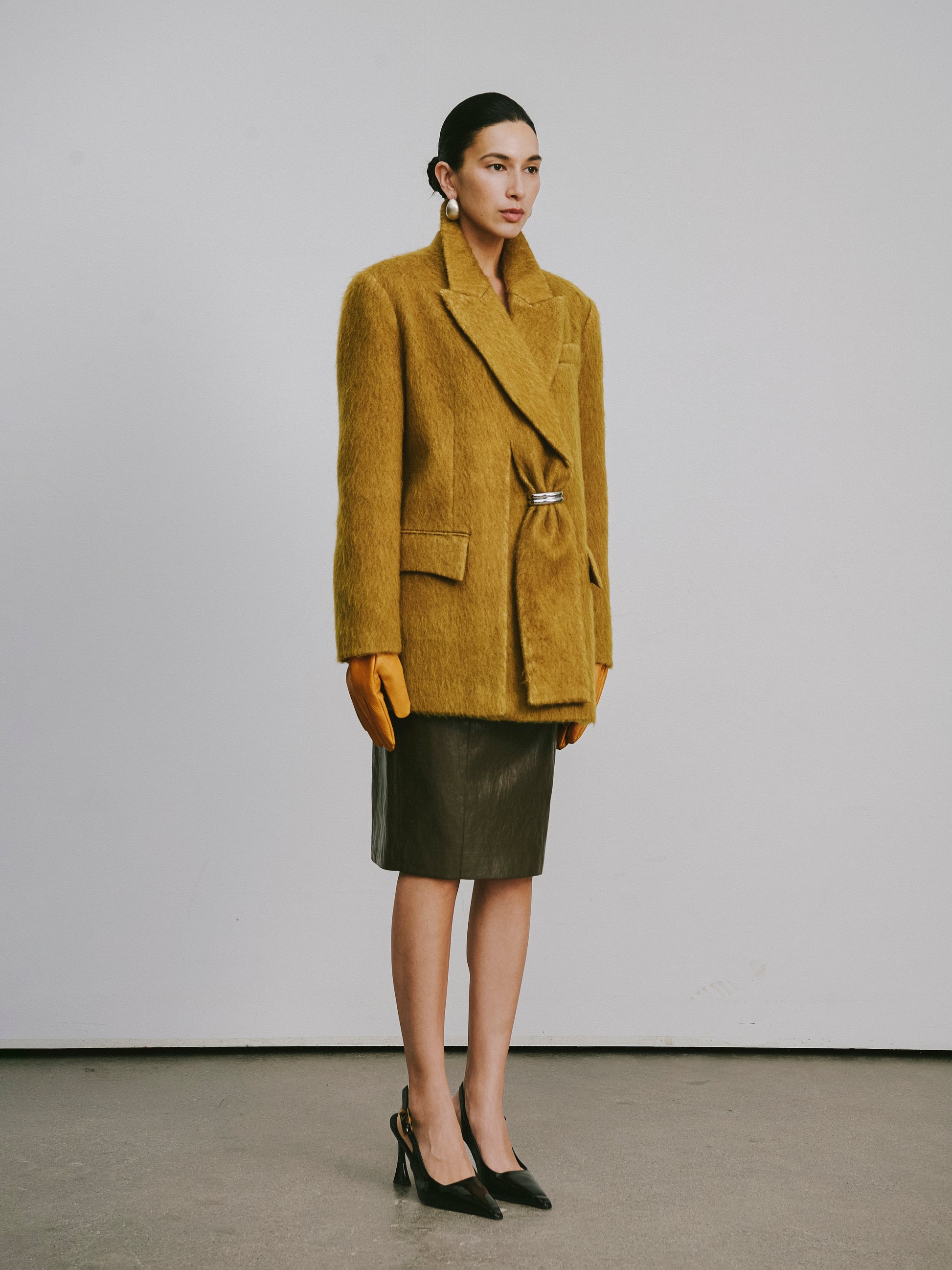 Wool-Blend Trench Coat with Alpaca Accent