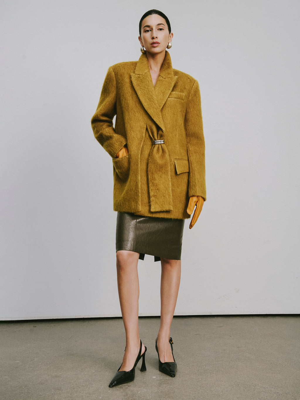Wool-Blend Trench Coat with Alpaca Accent