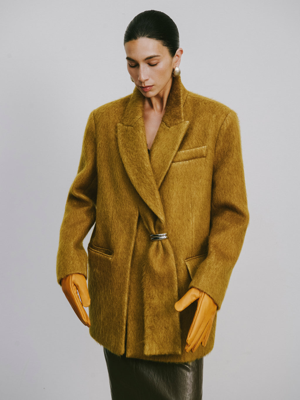 Wool-Blend Trench Coat with Alpaca Accent