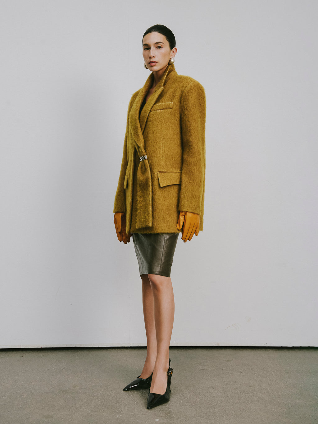 Wool-Blend Trench Coat with Alpaca Accent