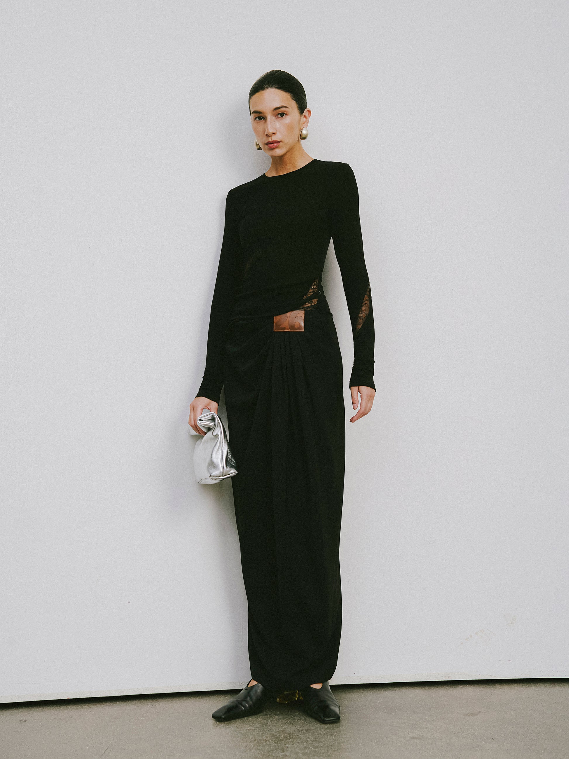 Round-Neck Top with Contrast Lace Insets