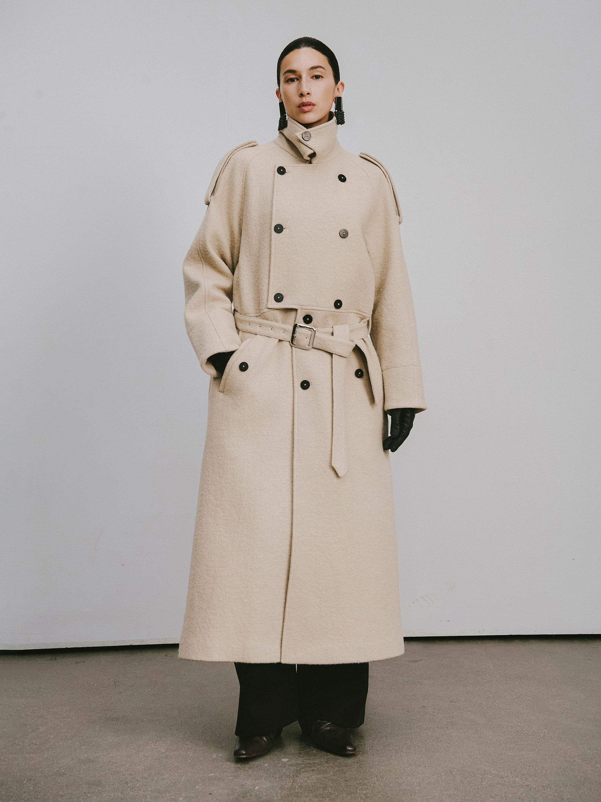 Dropped Shoulder Long Coat