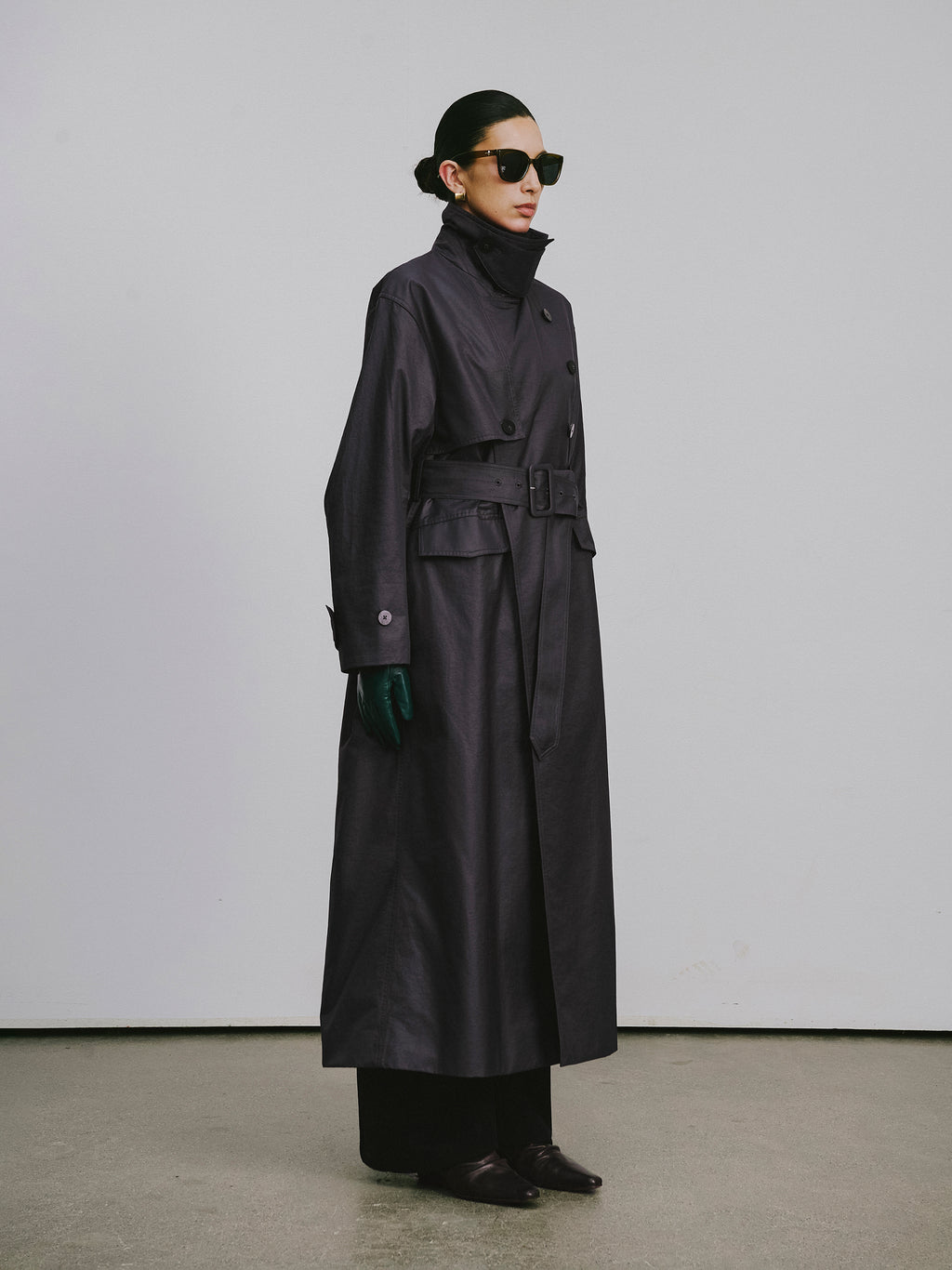 Dropped-Shoulder Trench Coat