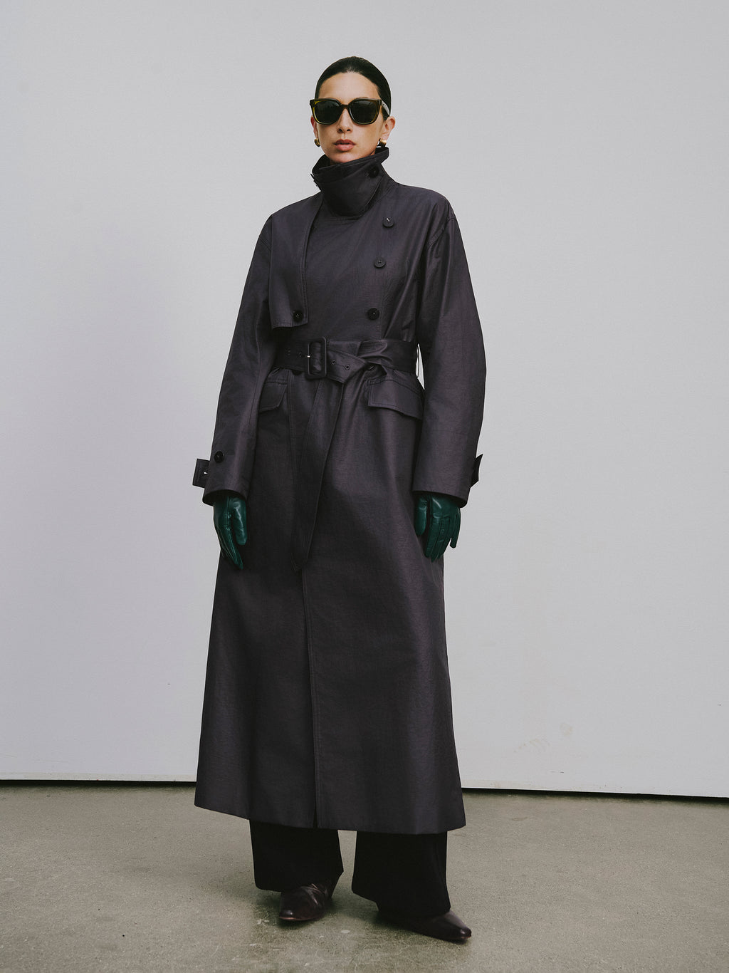 Dropped-Shoulder Trench Coat