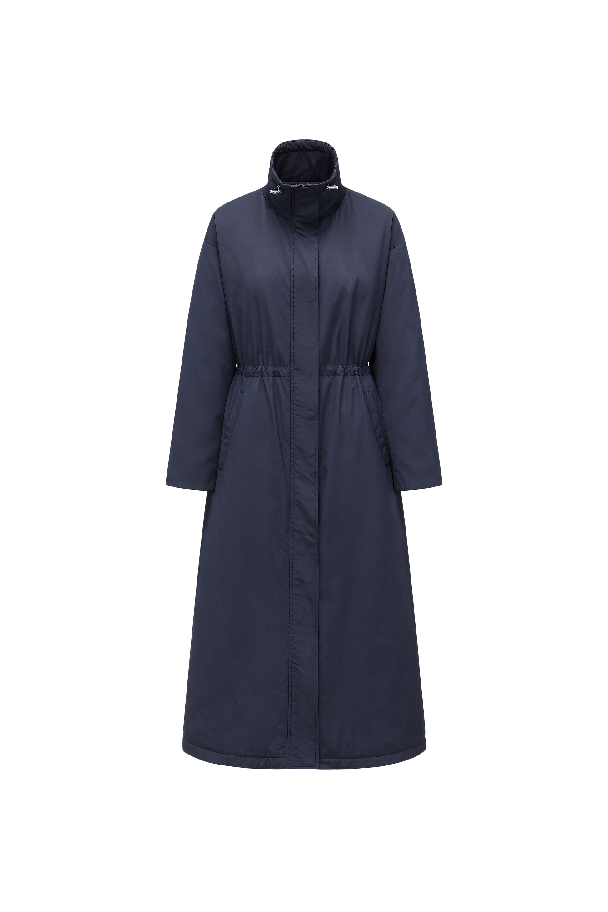 Trench DNA Stand Collar Drawstring Long Down Coat