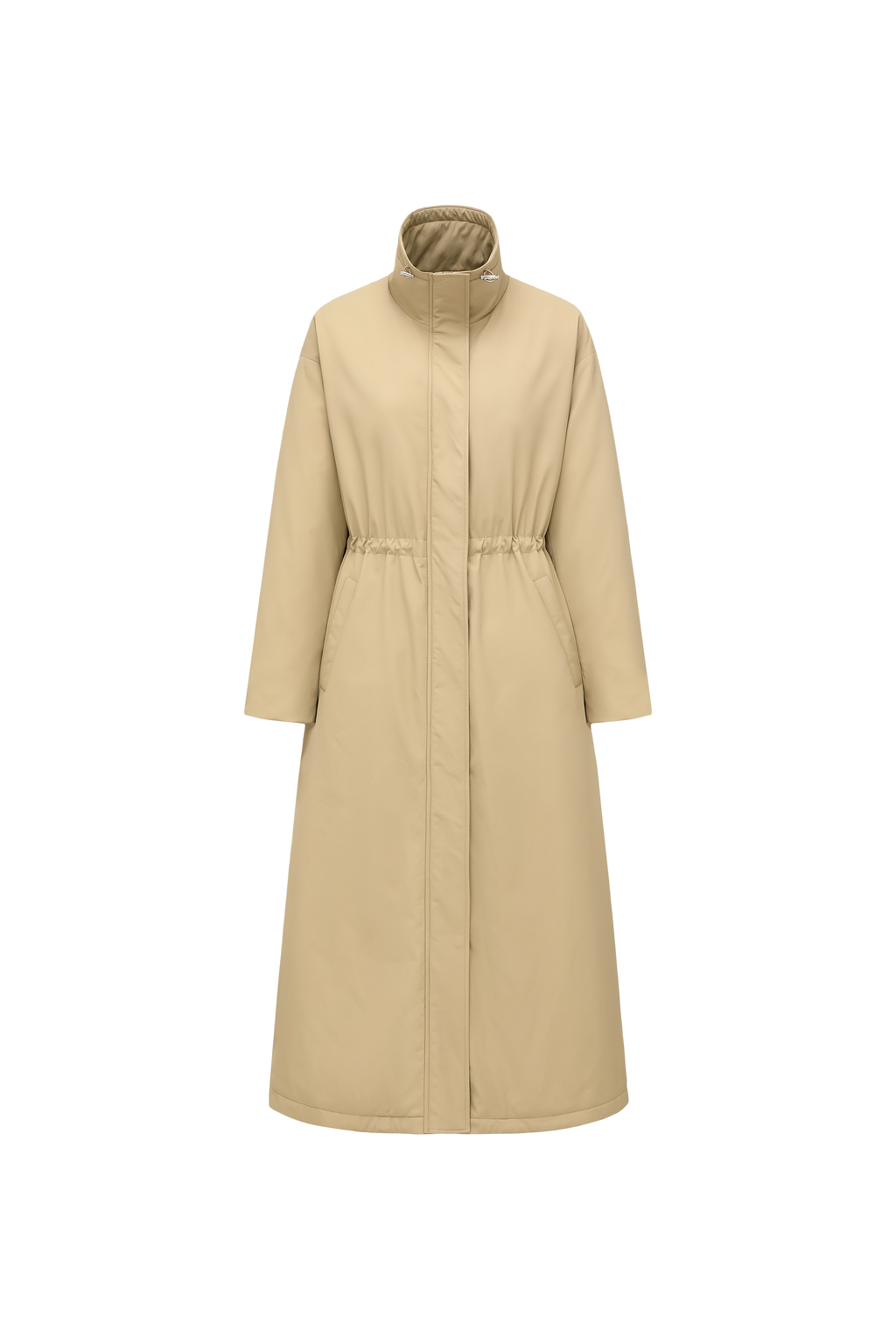 Trench DNA Stand Collar Drawstring Long Down Coat