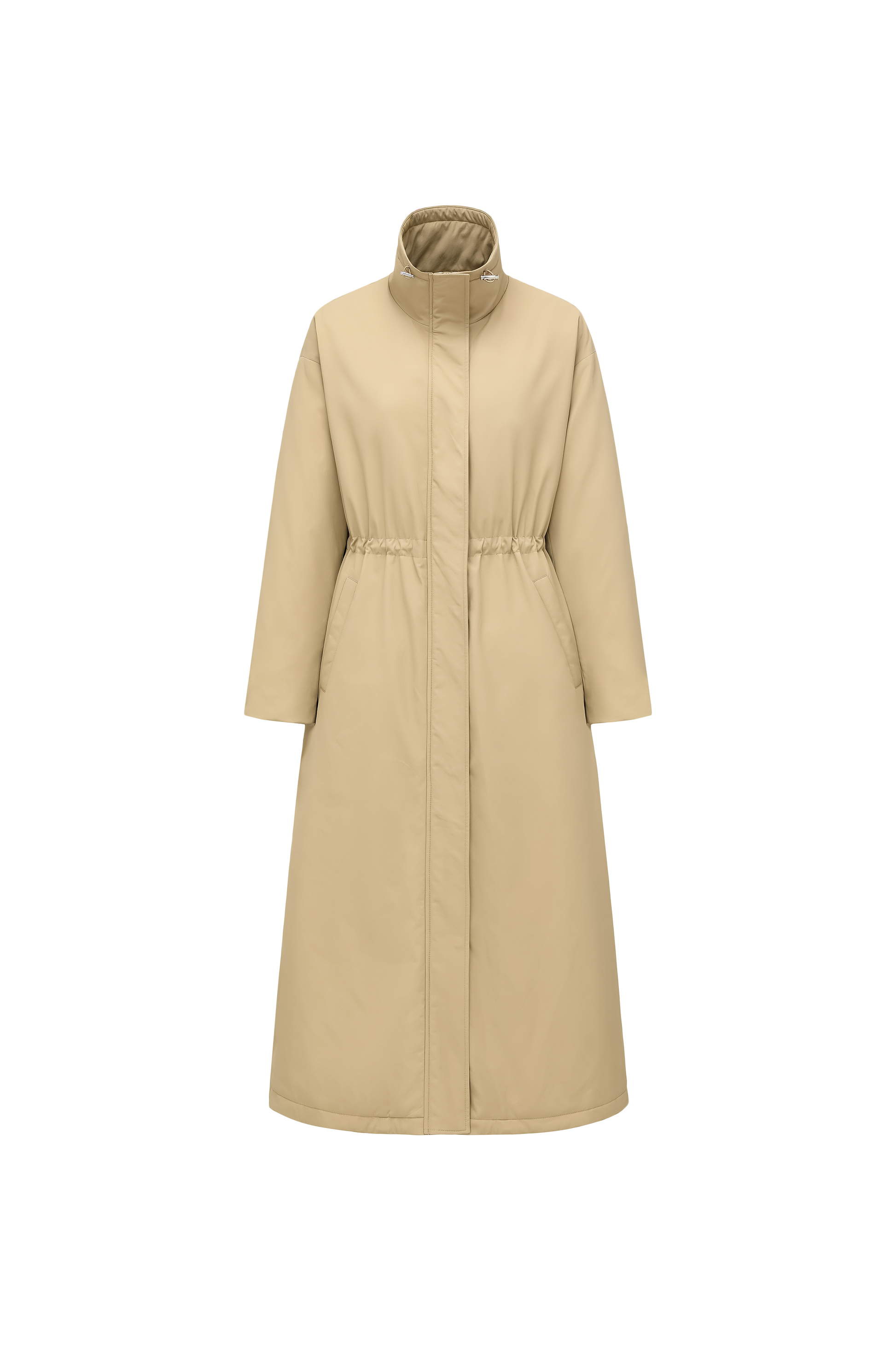 Trench DNA Stand Collar Drawstring Long Down Coat