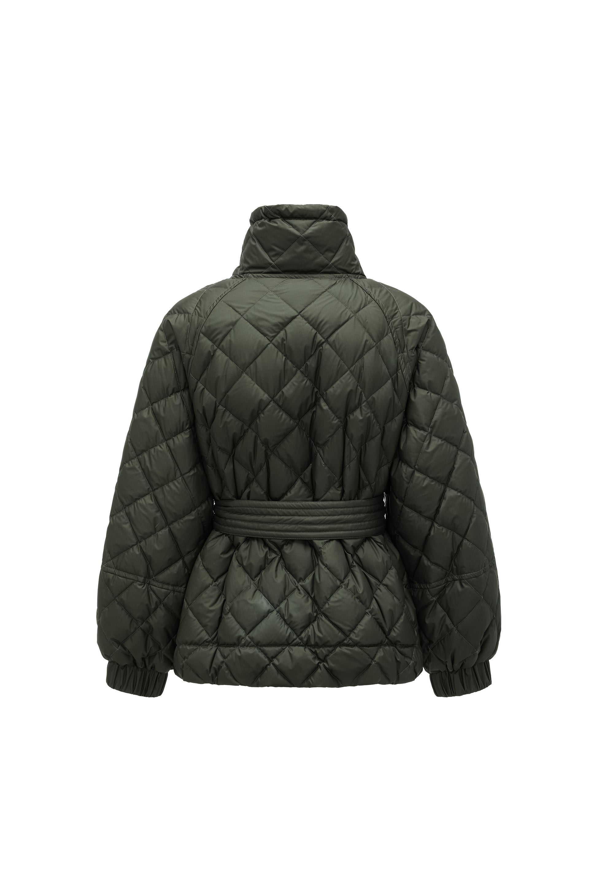 Diamond-Quilted Stand-Collar Down Jacket