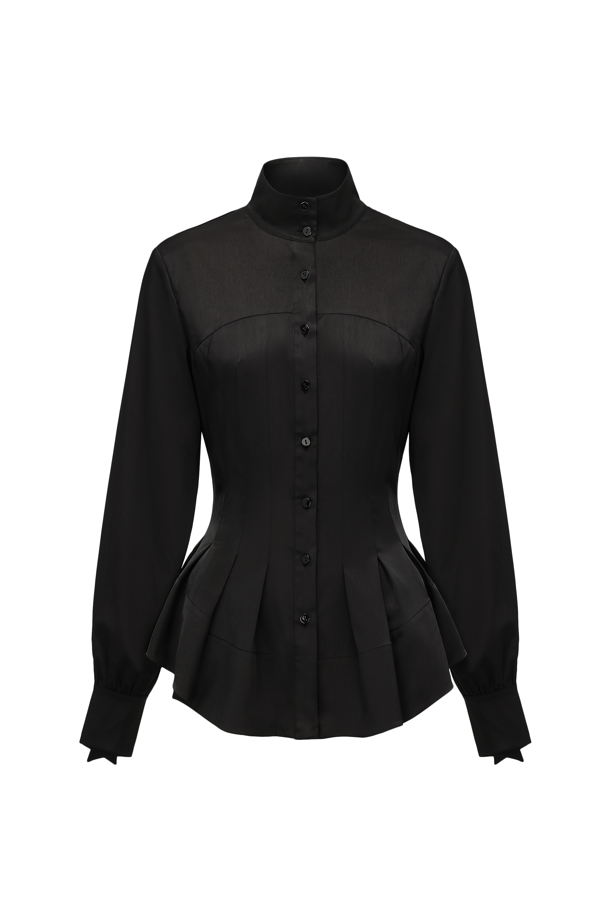 Stand Collar Peplum Hem Blouse