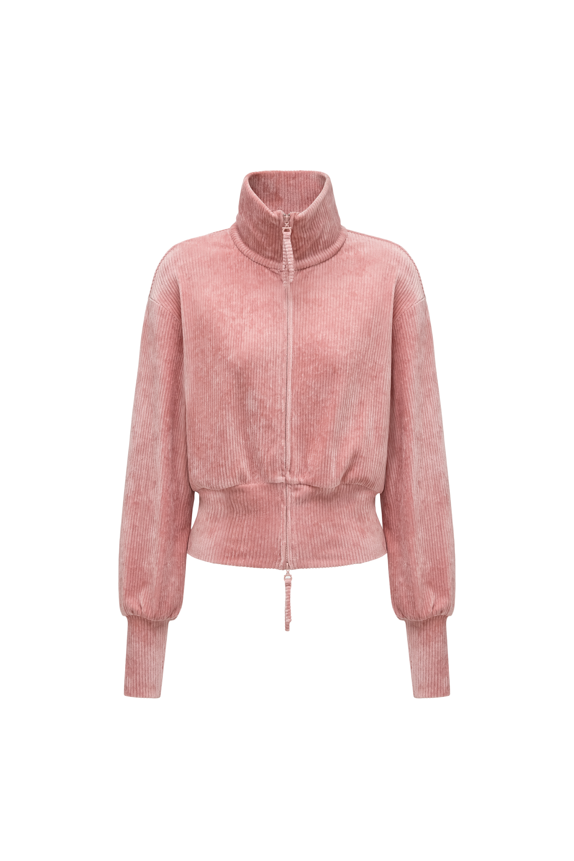 High-Neck Two-Way Zip Corduroy Track Jacket