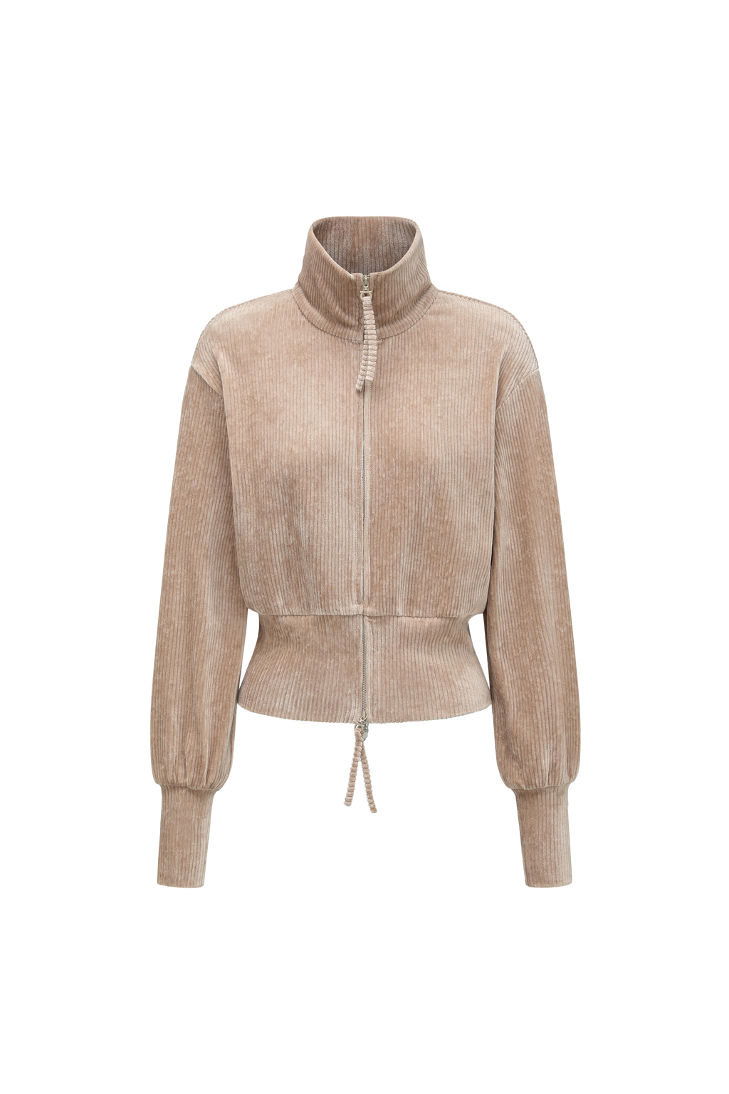 High-Neck Two-Way Zip Corduroy Track Jacket
