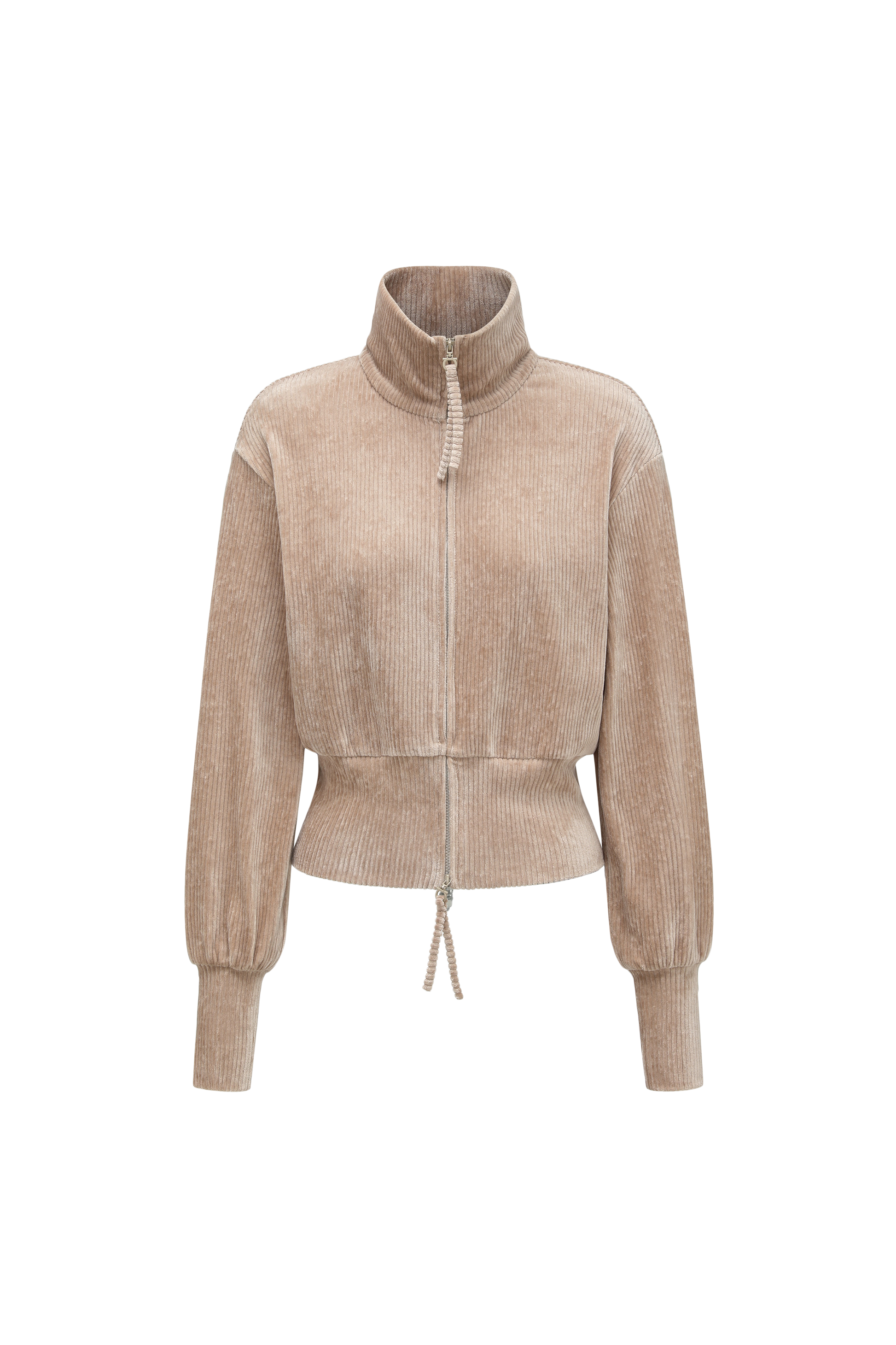 High-Neck Two-Way Zip Corduroy Track Jacket