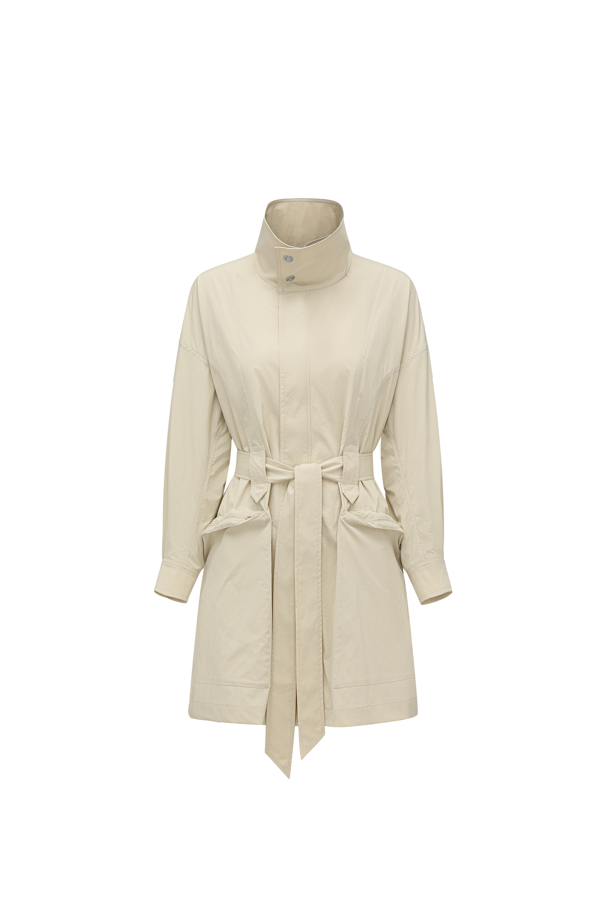 Magnetic-Closure High-Neck Trench Coat