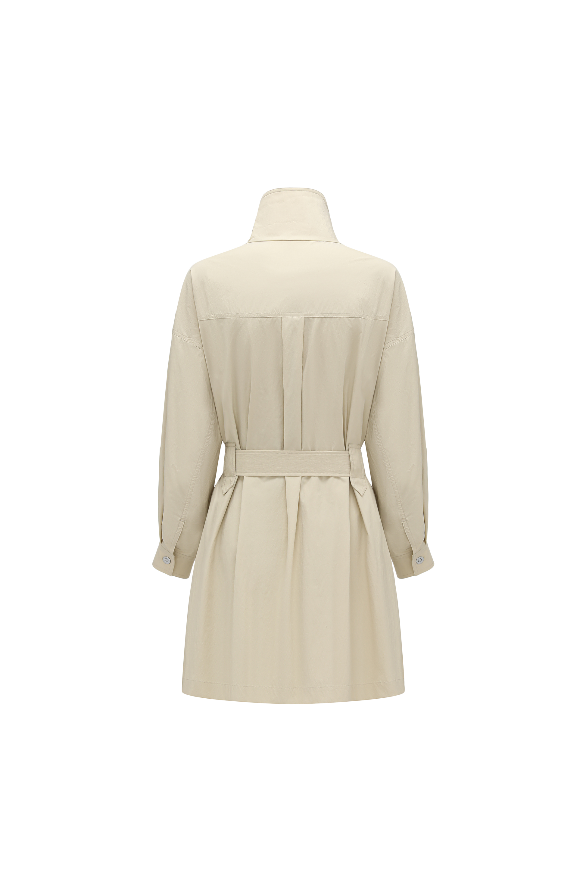 Magnetic-Closure High-Neck Trench Coat