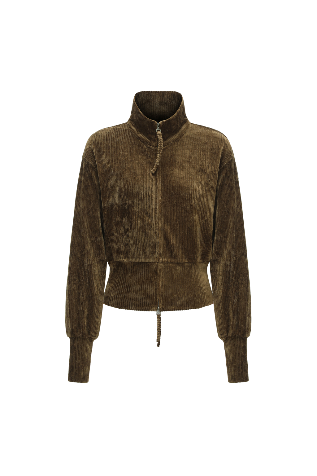 High-Neck Two-Way Zip Corduroy Track Jacket