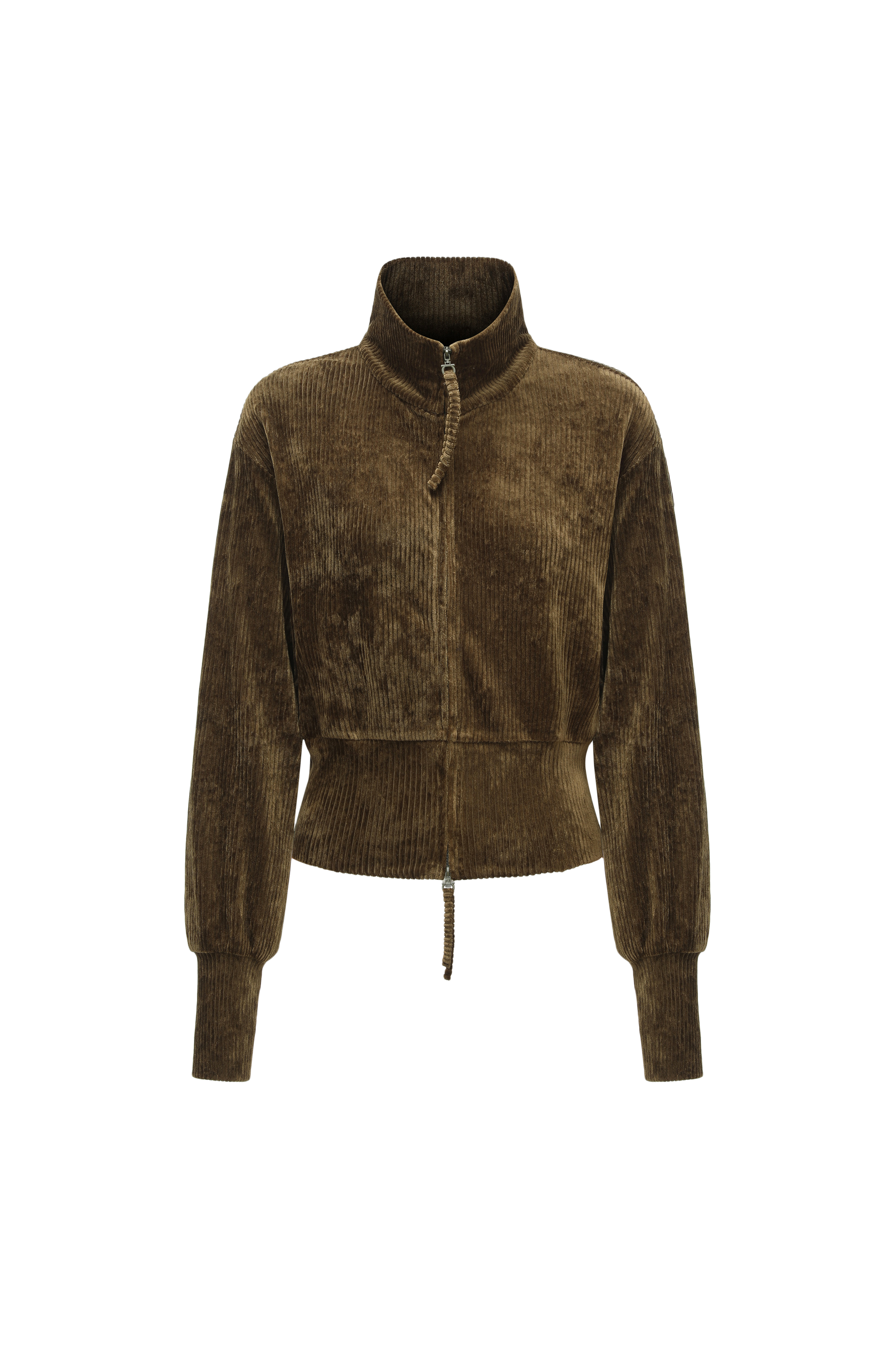High-Neck Two-Way Zip Corduroy Track Jacket